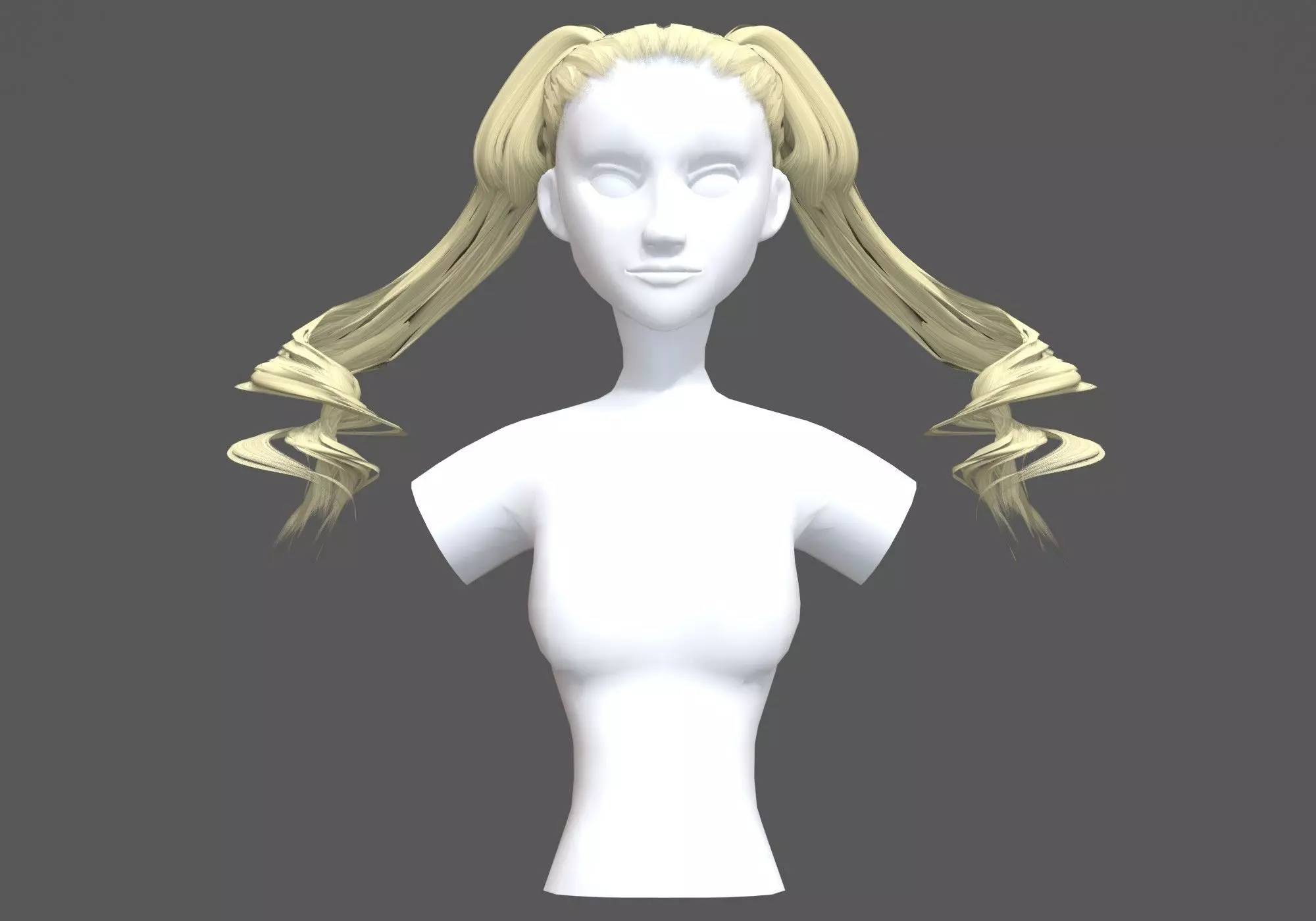 Swirled Long Hairstyle 3D model_0