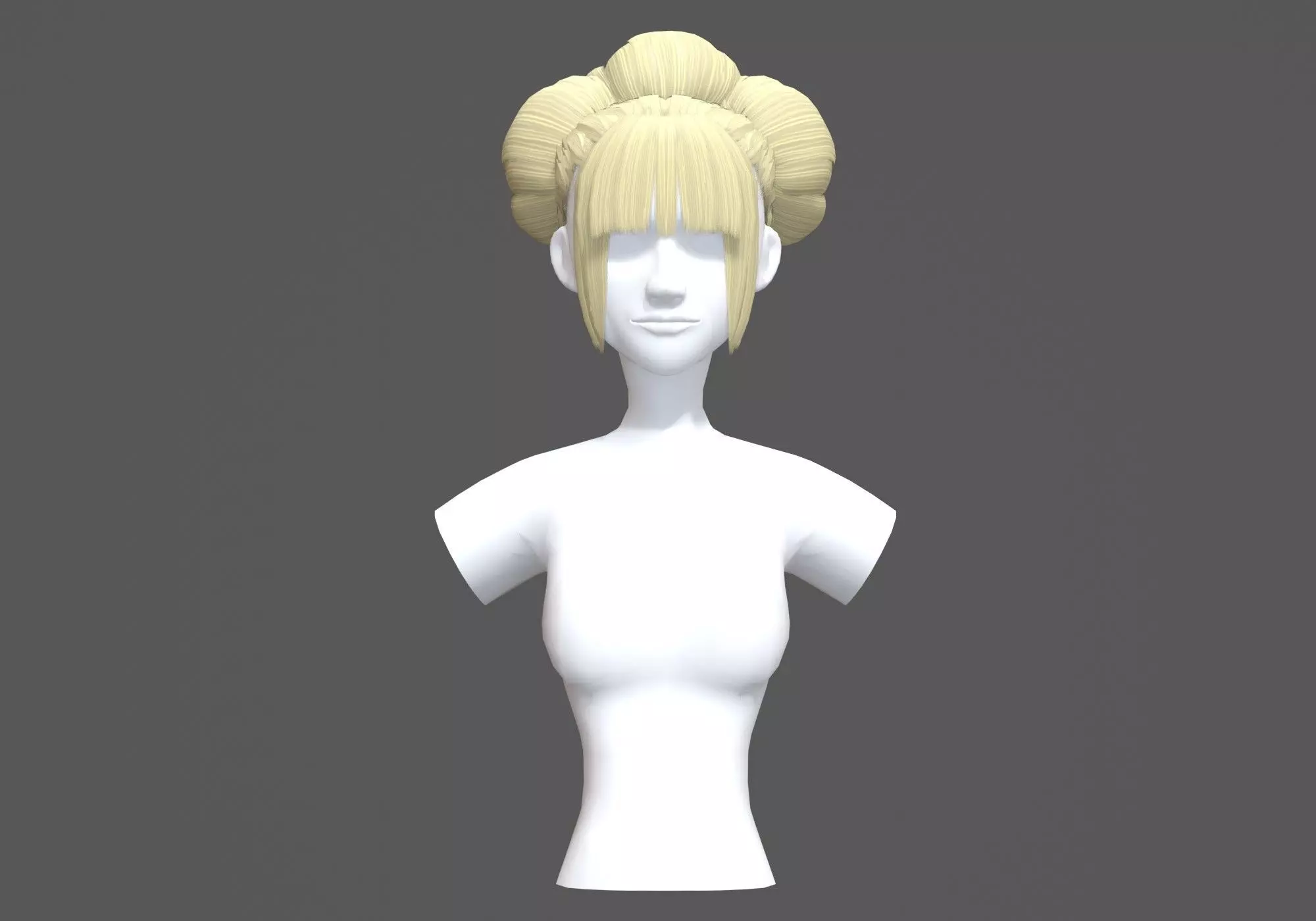 Stylized Female Hairstyle 3D model_0