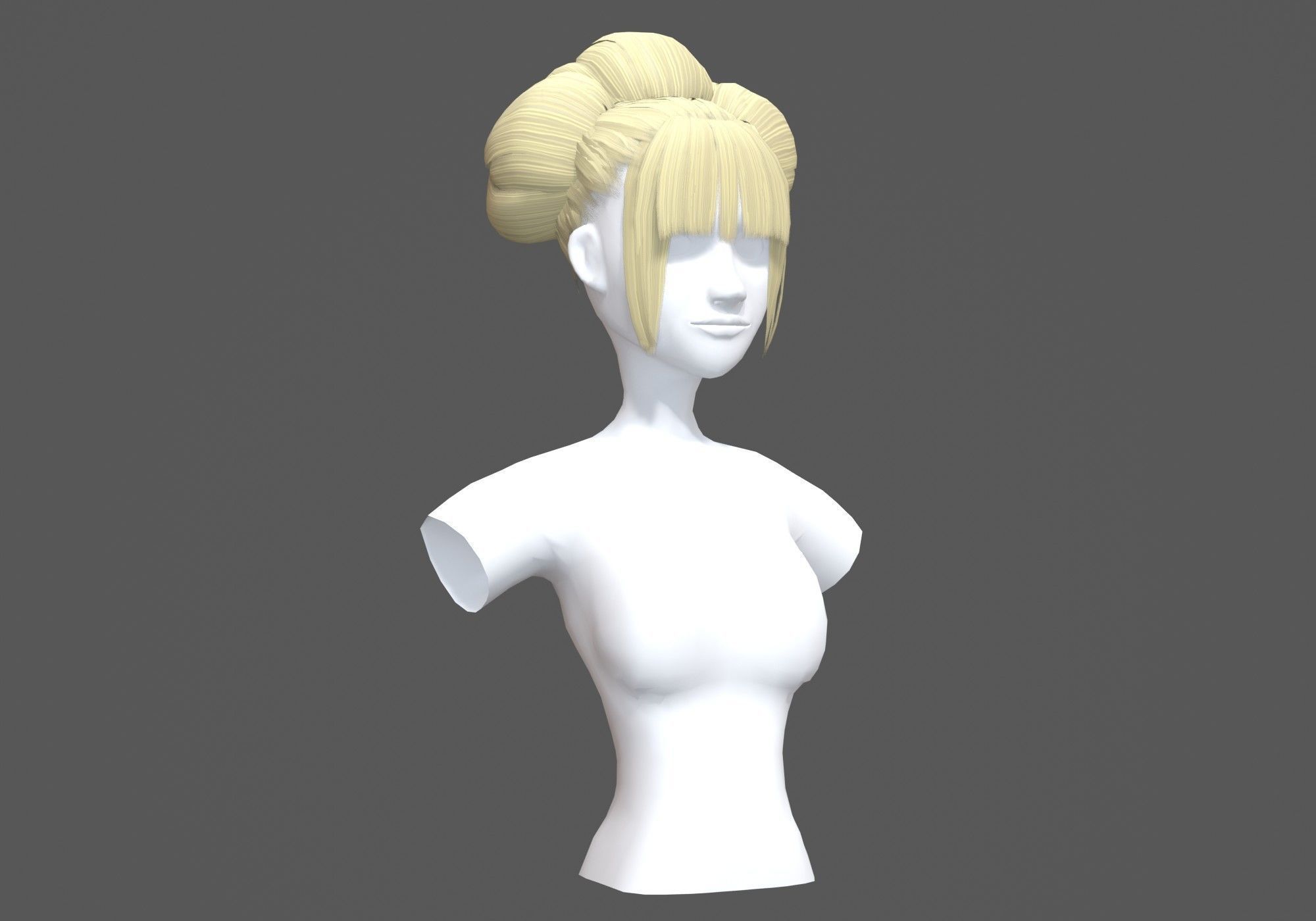 Stylized Female Hairstyle 3D model_1