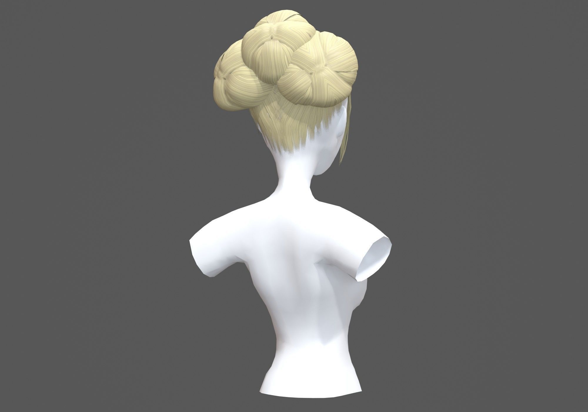 Stylized Female Hairstyle 3D model_3