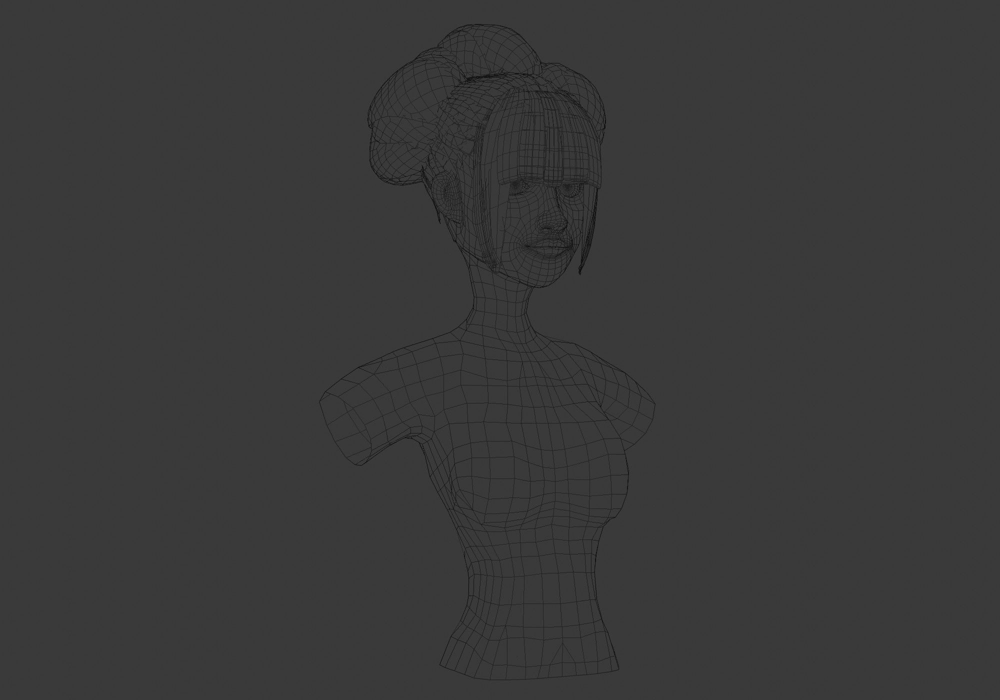 Stylized Female Hairstyle 3D model_6