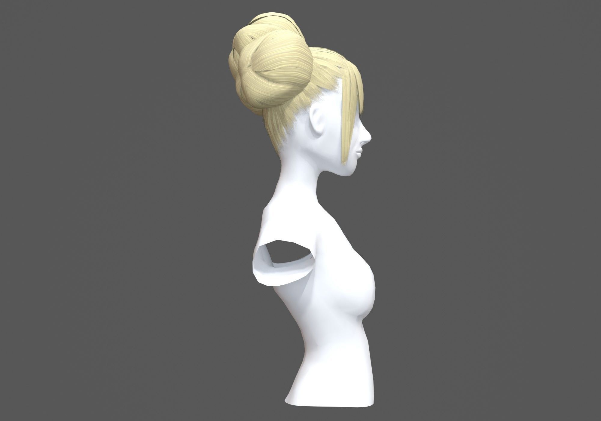 Stylized Female Hairstyle 3D model_2