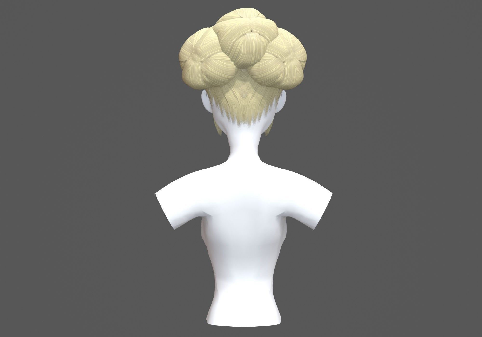 Stylized Female Hairstyle 3D model_4