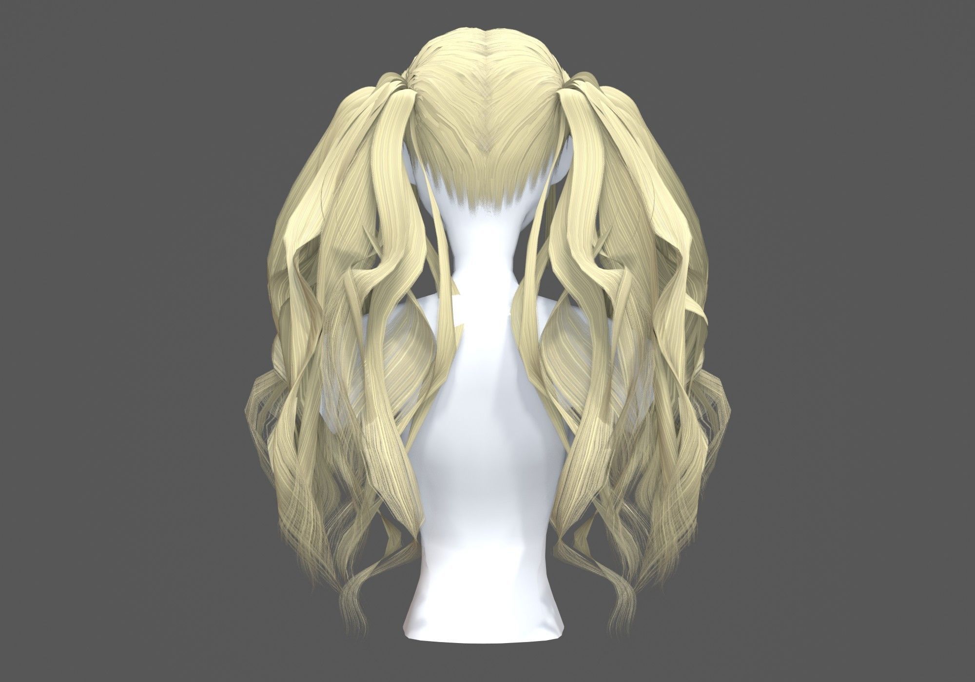 Pigtails Wavy Hairstyle 3D model_4