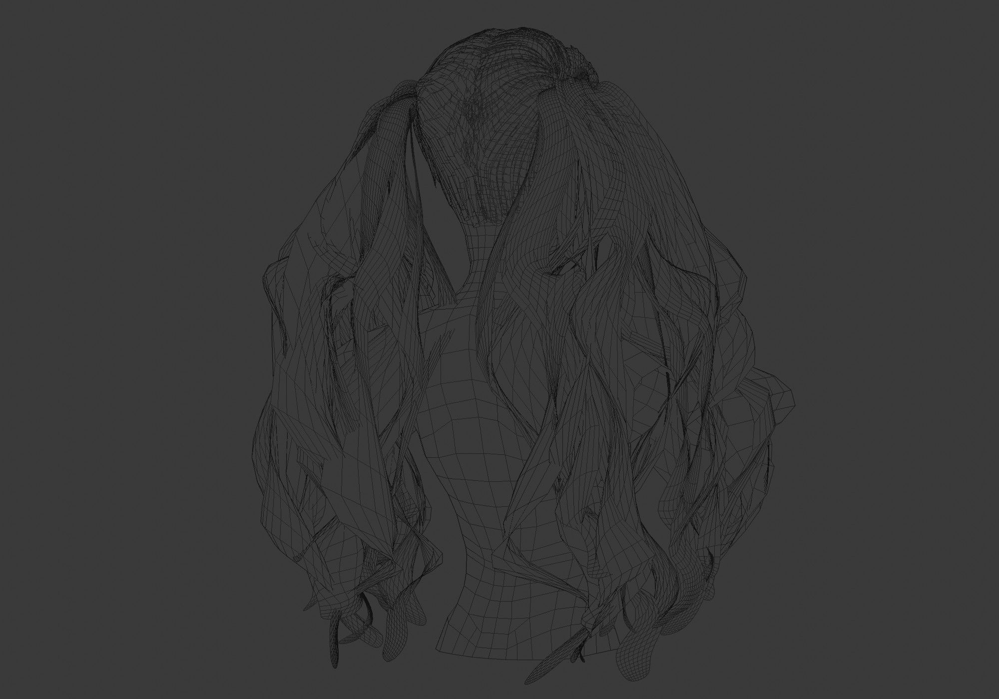 Pigtails Wavy Hairstyle 3D model_8