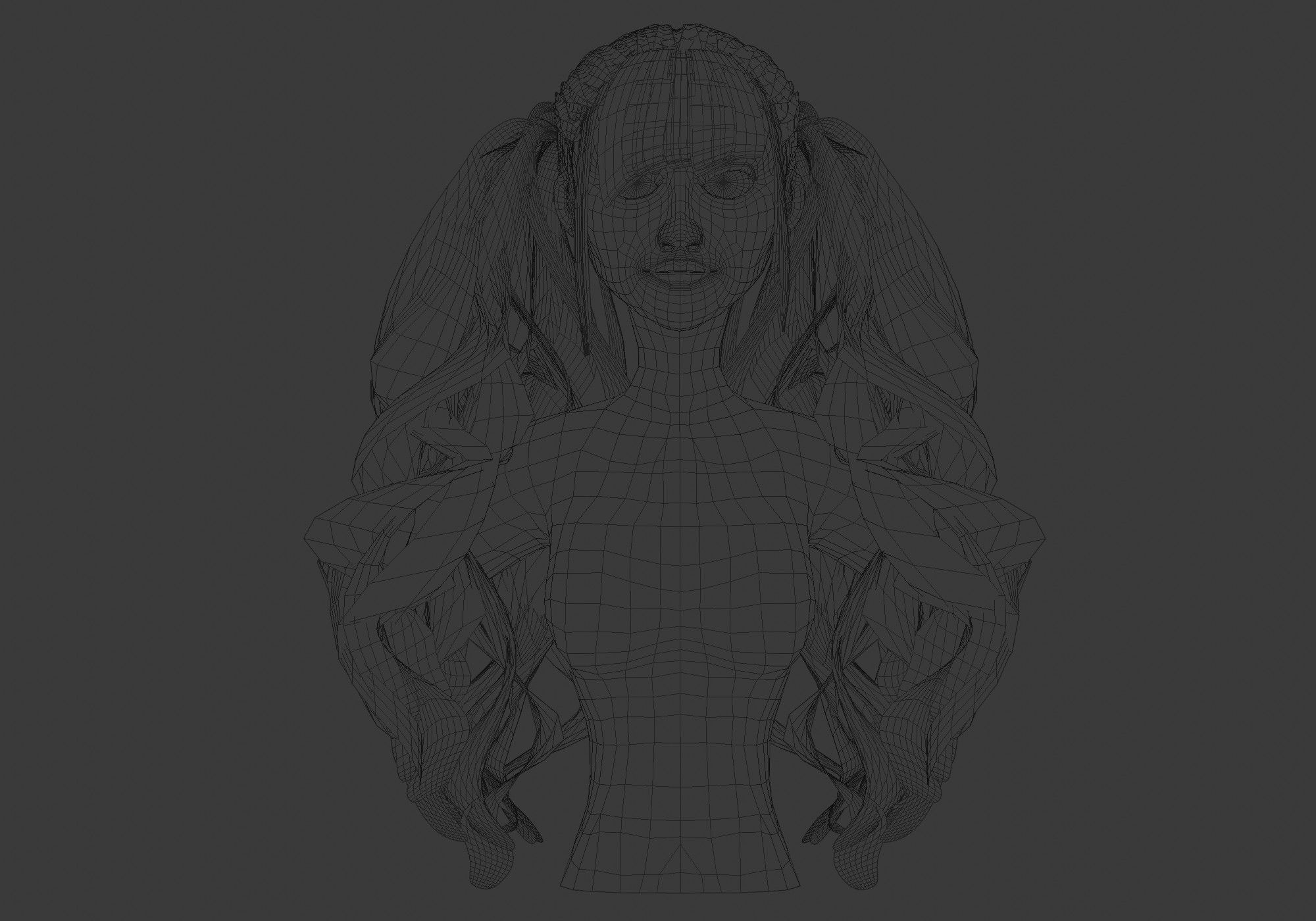 Pigtails Wavy Hairstyle 3D model_5