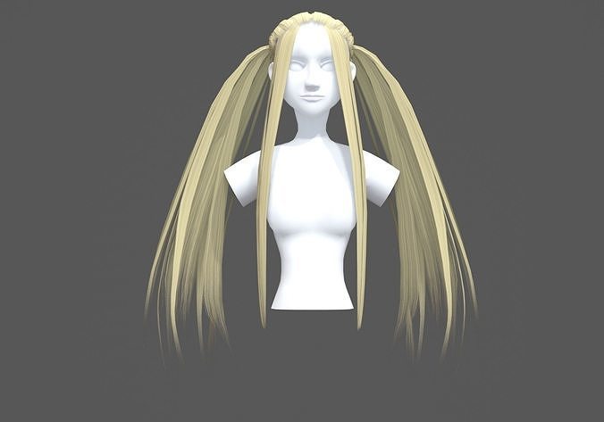 Pigtails Female Hairstyle  3D model