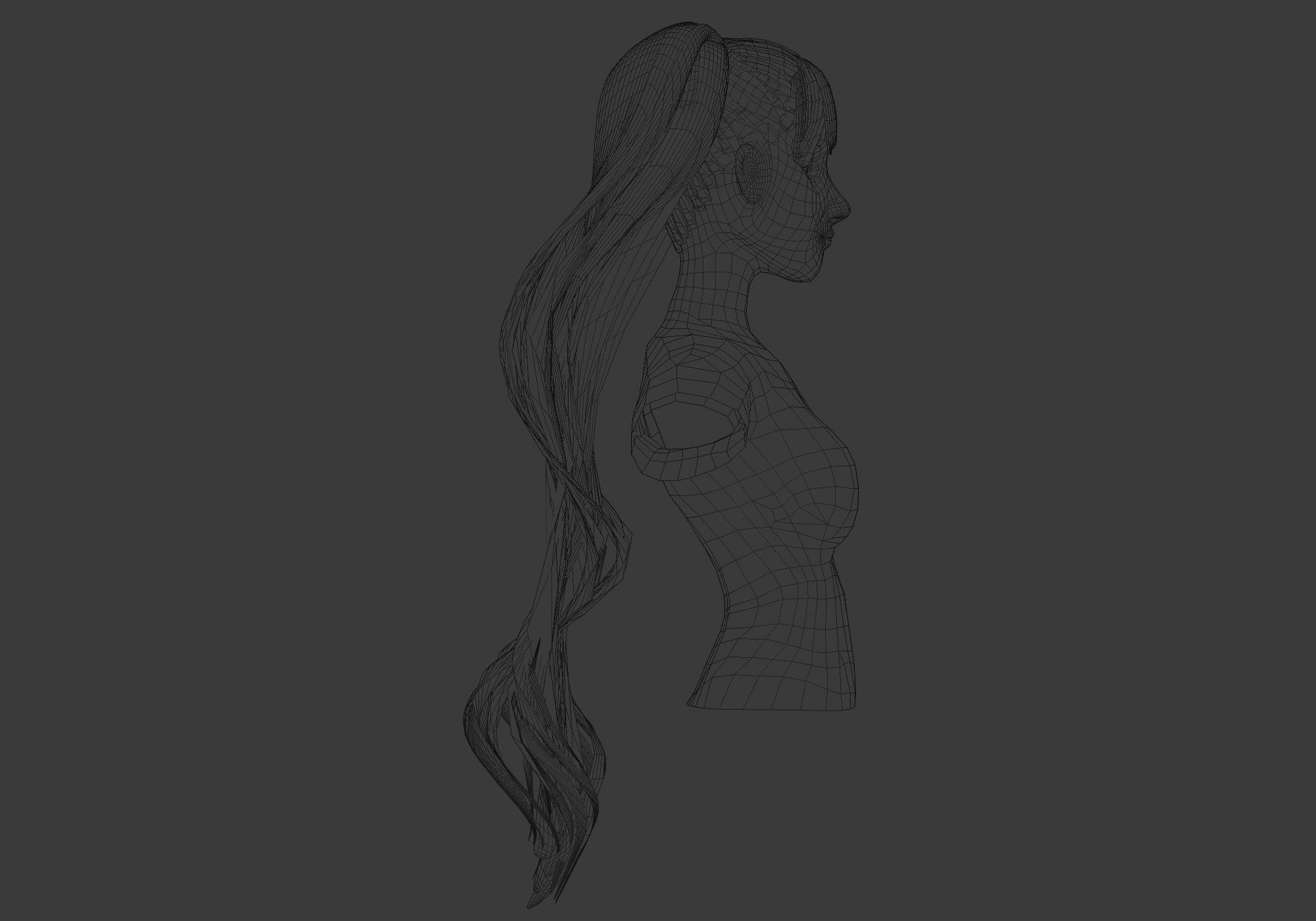 Pigtails Bangs Hairstyle  3D model_7