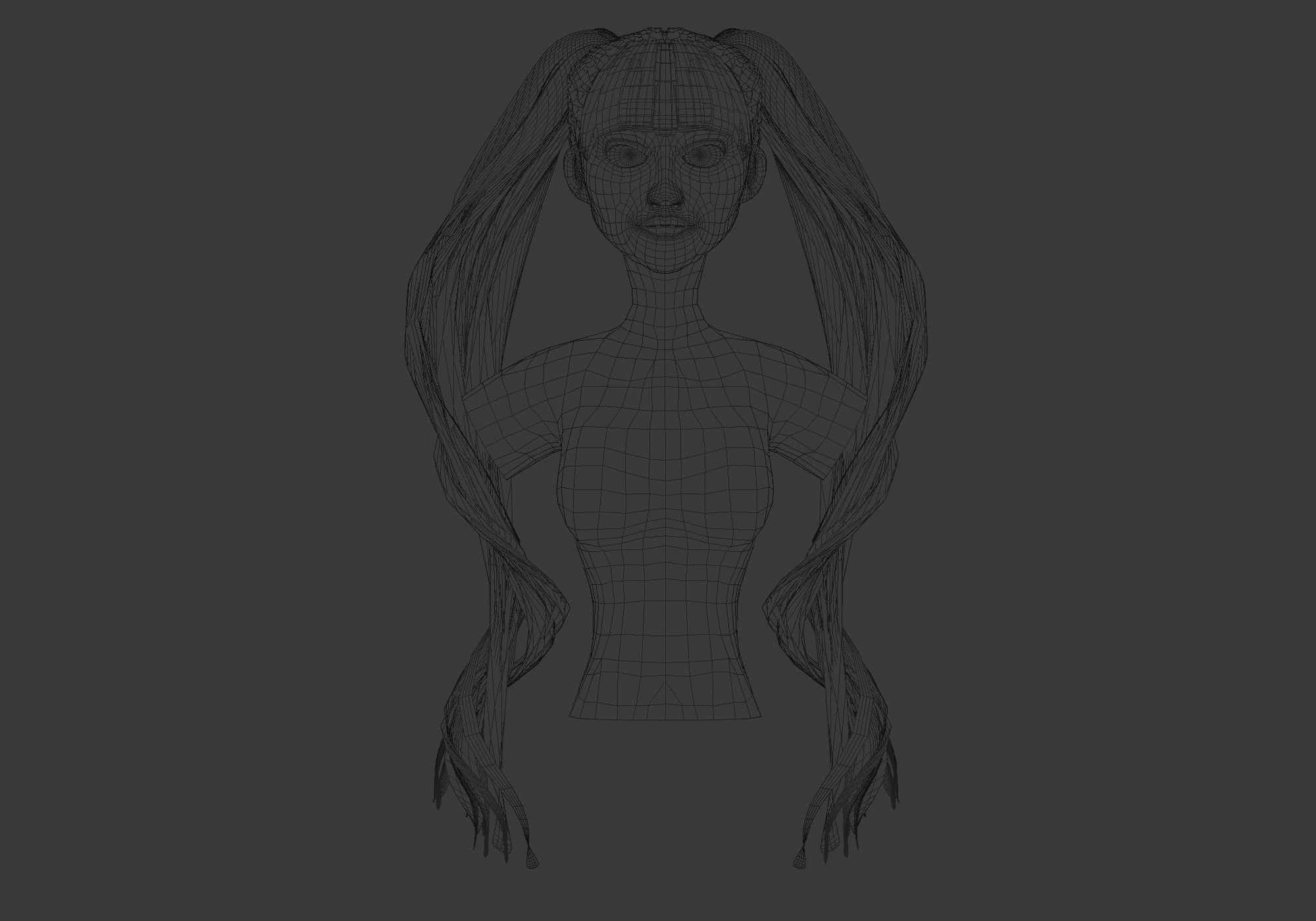 Pigtails Bangs Hairstyle  3D model_5