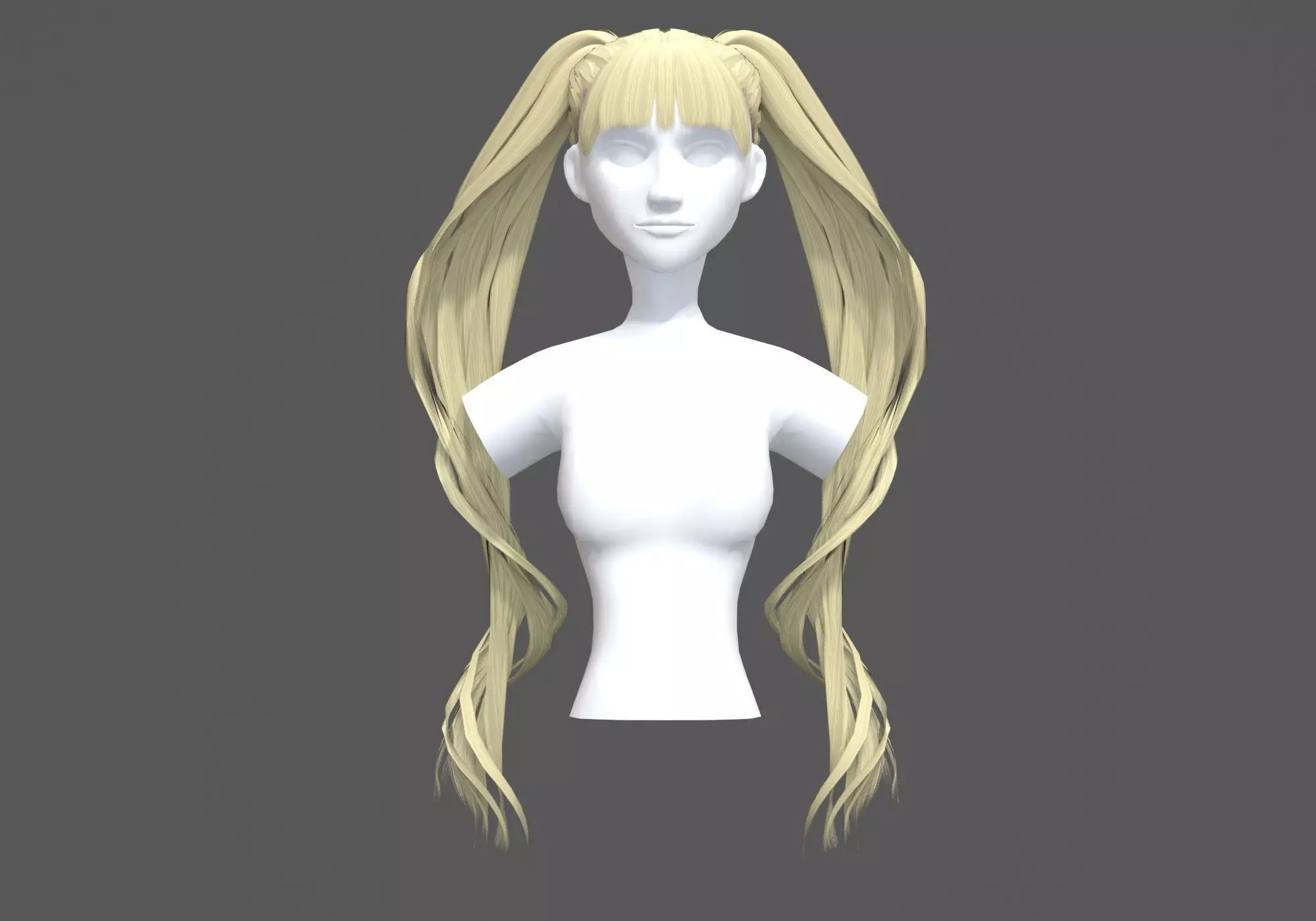 Pigtails Bangs Hairstyle  3D model_0