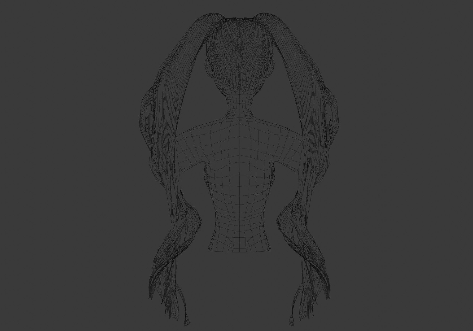 Pigtails Bangs Hairstyle  3D model_9