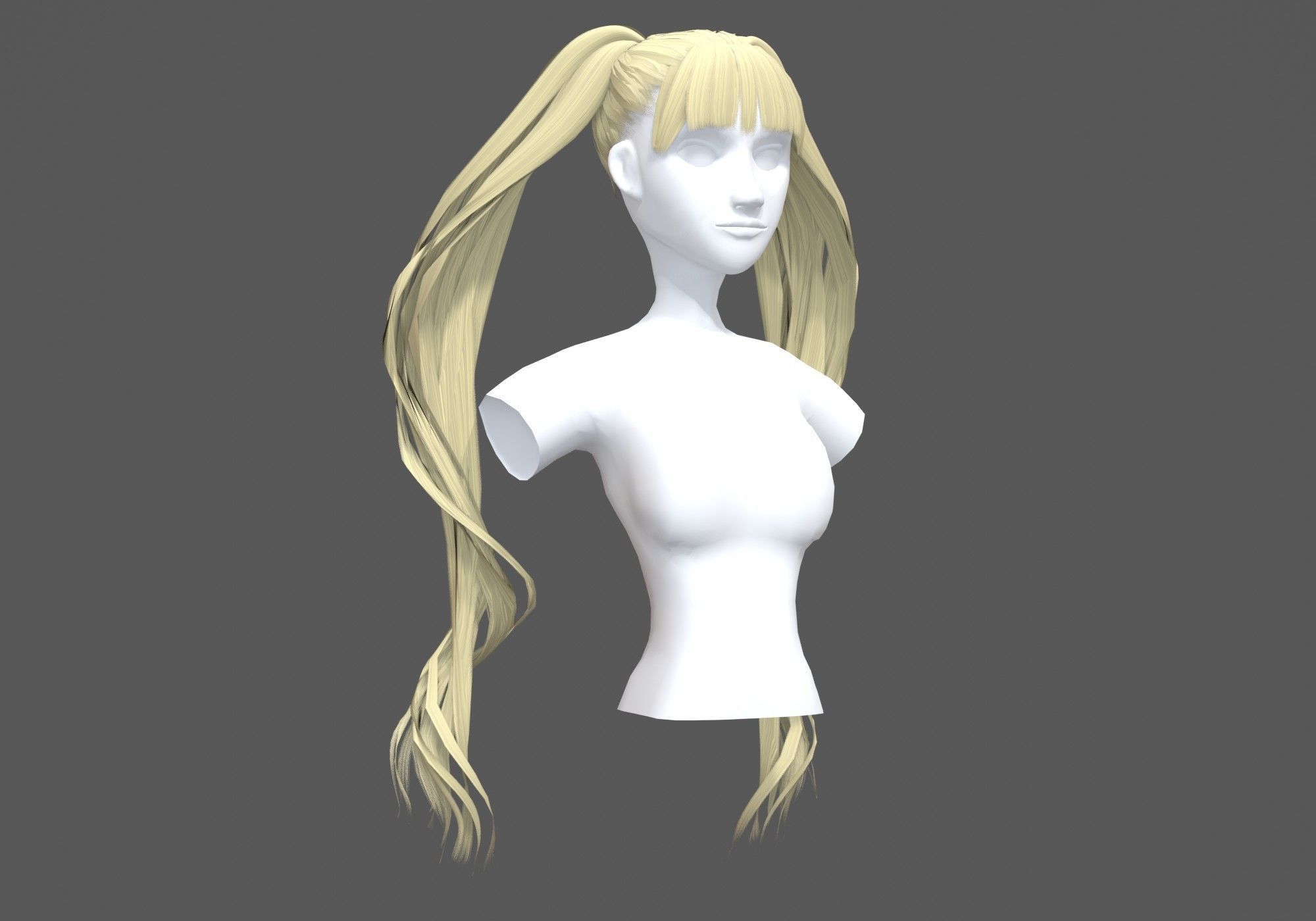 Pigtails Bangs Hairstyle  3D model_1