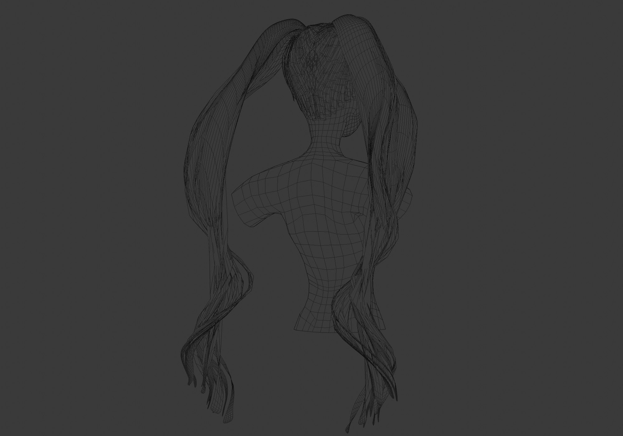 Pigtails Bangs Hairstyle  3D model_8