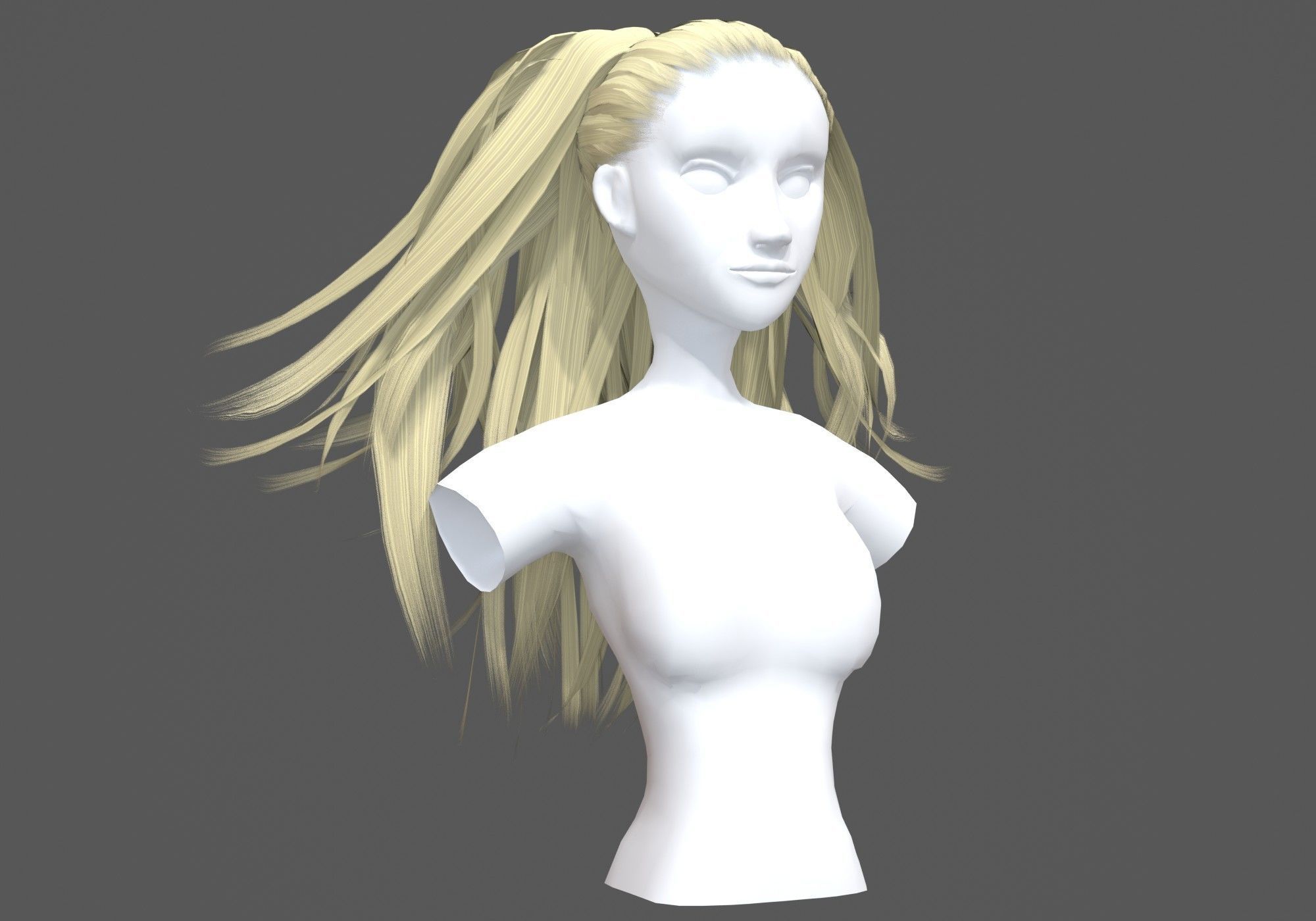 Pigtail Stylized Hairstyle 3D model_1