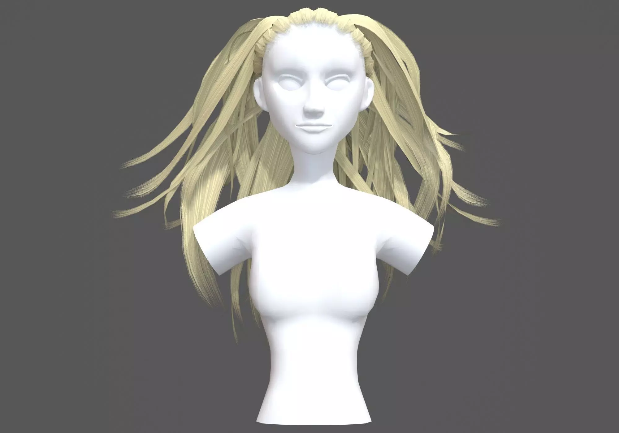 Pigtail Stylized Hairstyle 3D model_0