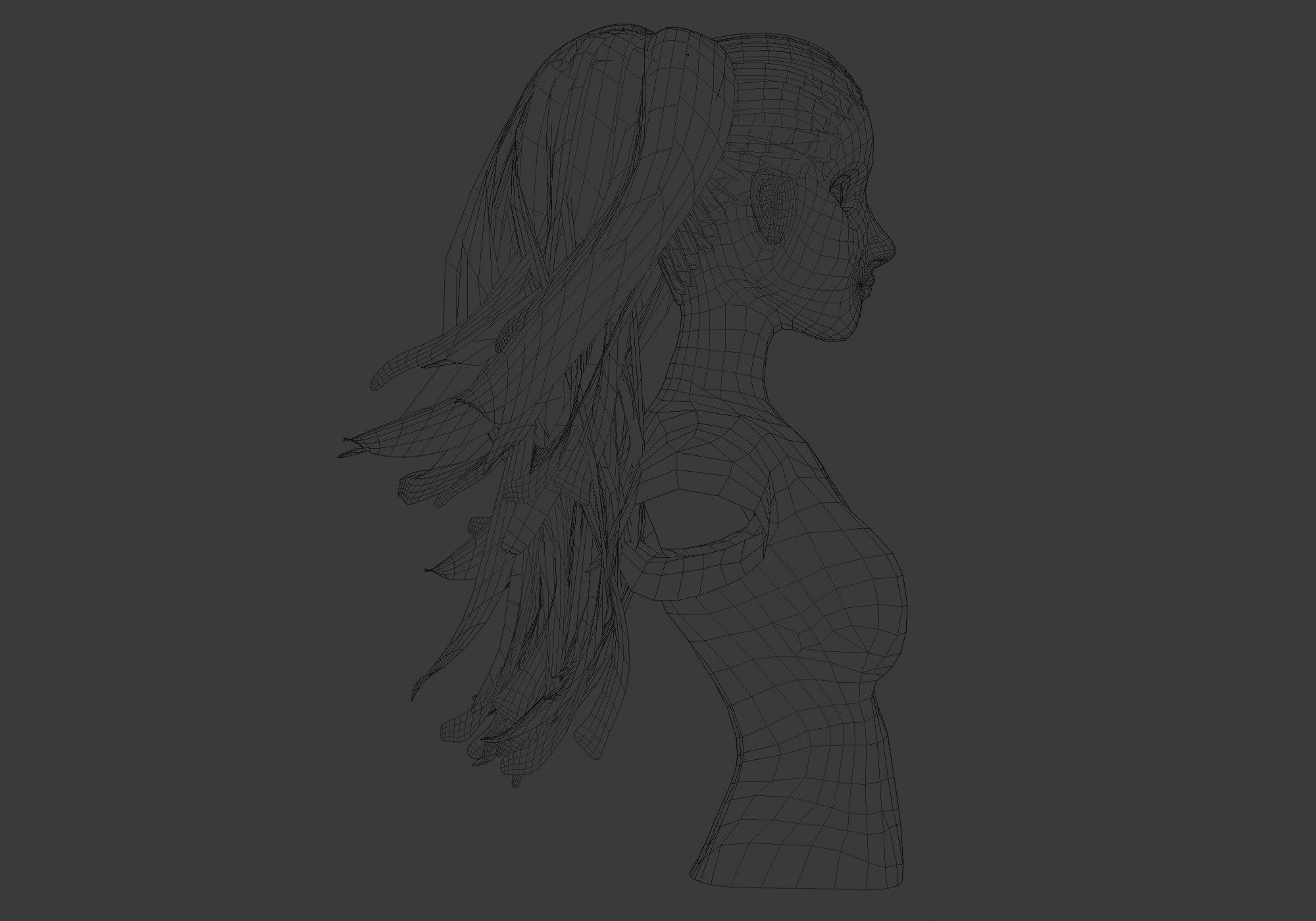 Pigtail Stylized Hairstyle 3D model_7