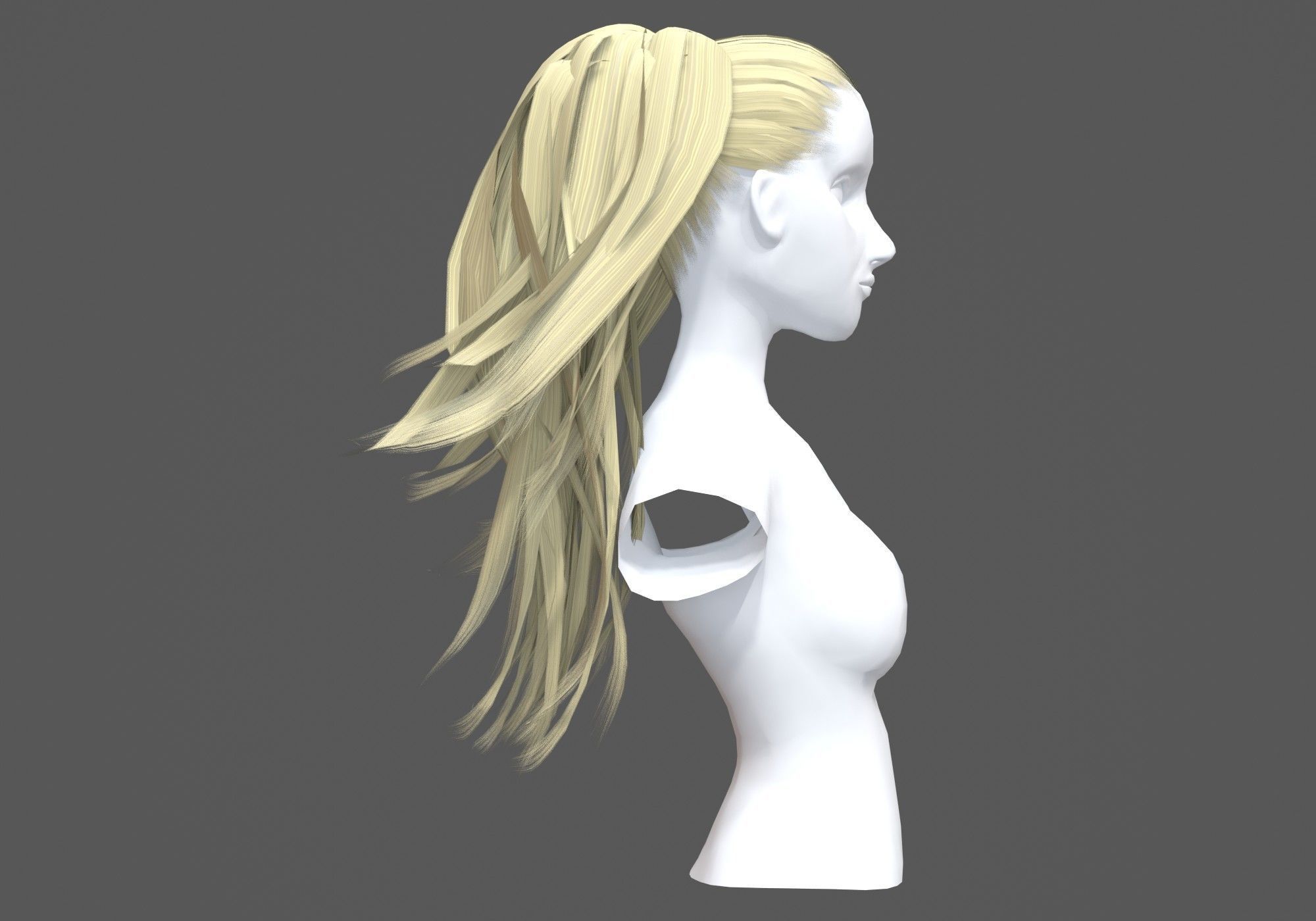 Pigtail Stylized Hairstyle 3D model_2