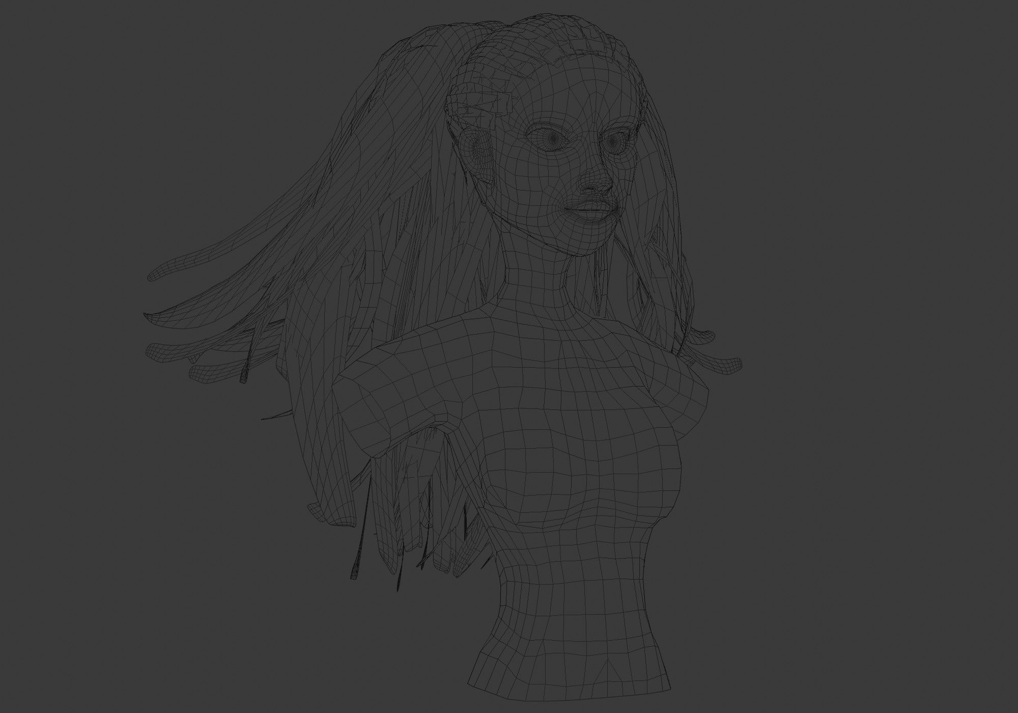 Pigtail Stylized Hairstyle 3D model_6