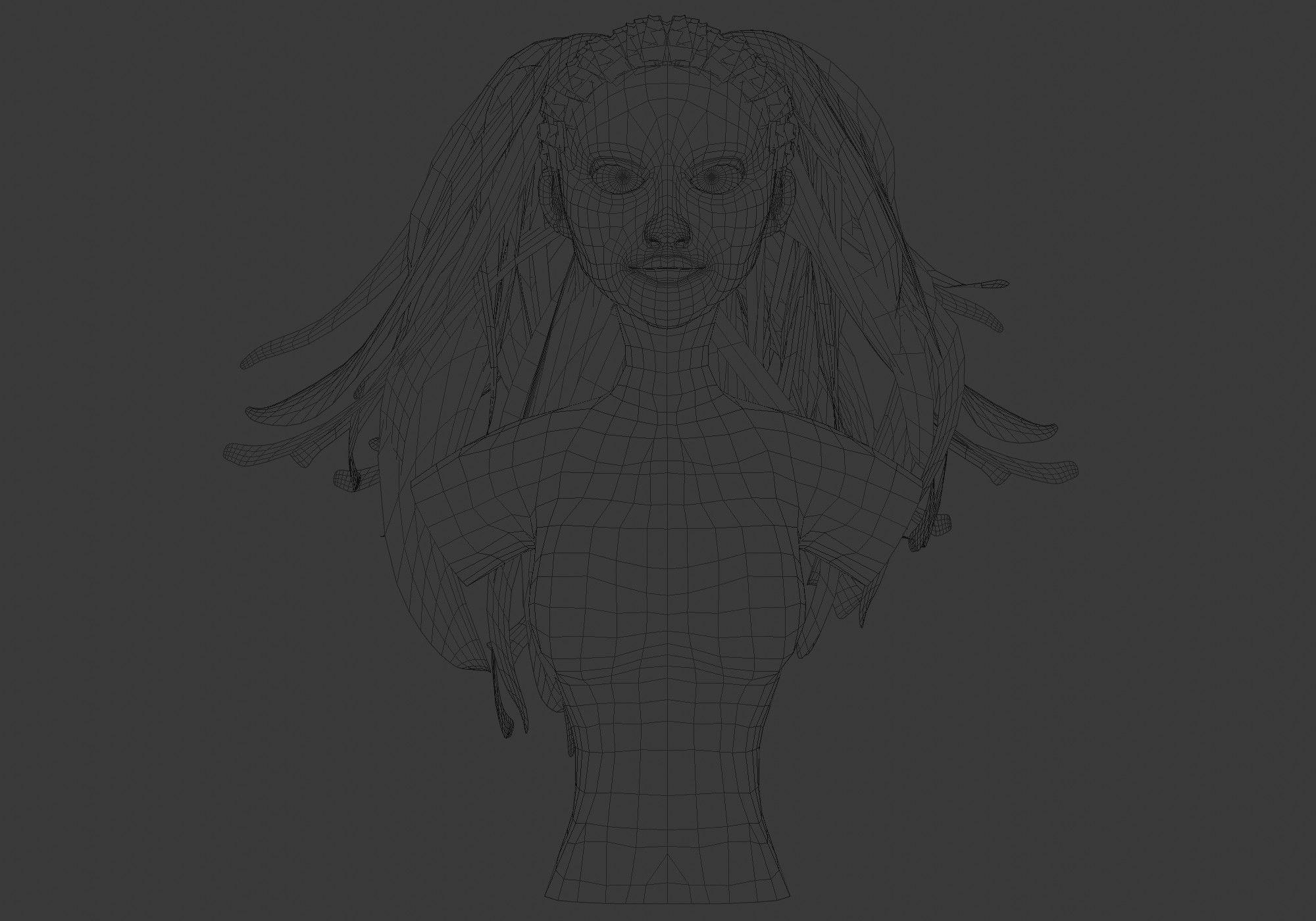 Pigtail Stylized Hairstyle 3D model_5