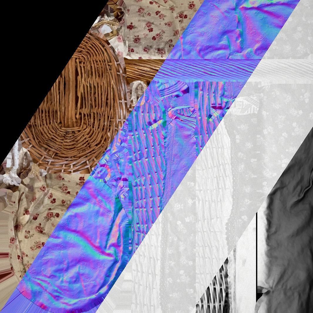 Set of Boxes of Fruits Crate Medieval Low-poly 3D model_17