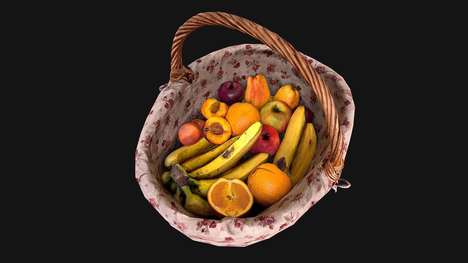 Set of Boxes of Fruits Crate Medieval Low-poly 3D model_31