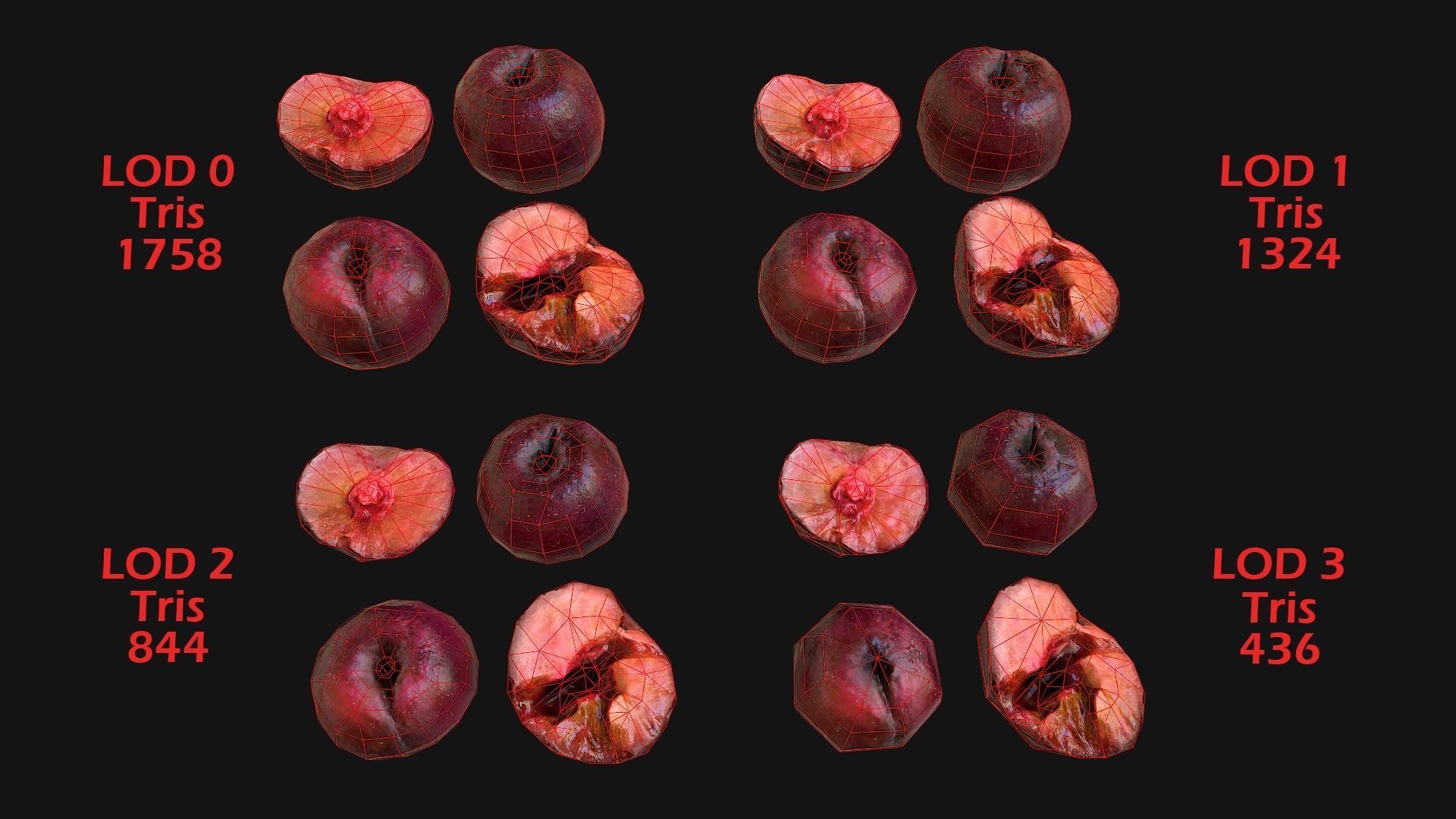 Set of Boxes of Fruits Crate Medieval Low-poly 3D model_16