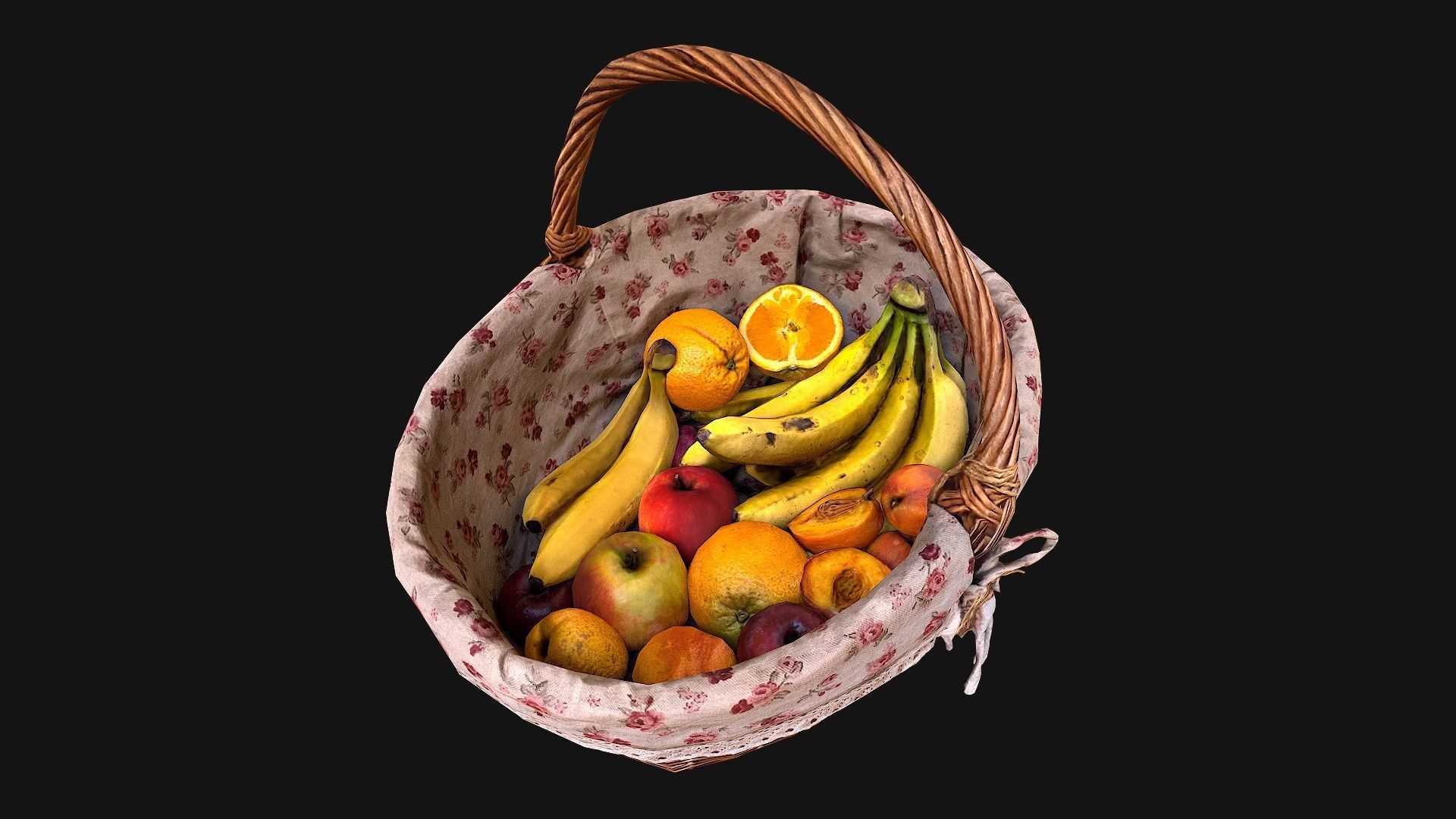 Set of Boxes of Fruits Crate Medieval Low-poly 3D model_30