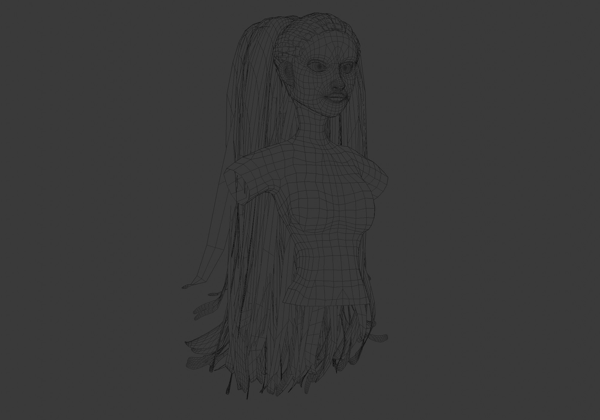 Long Female Hairstyle 3D model_6