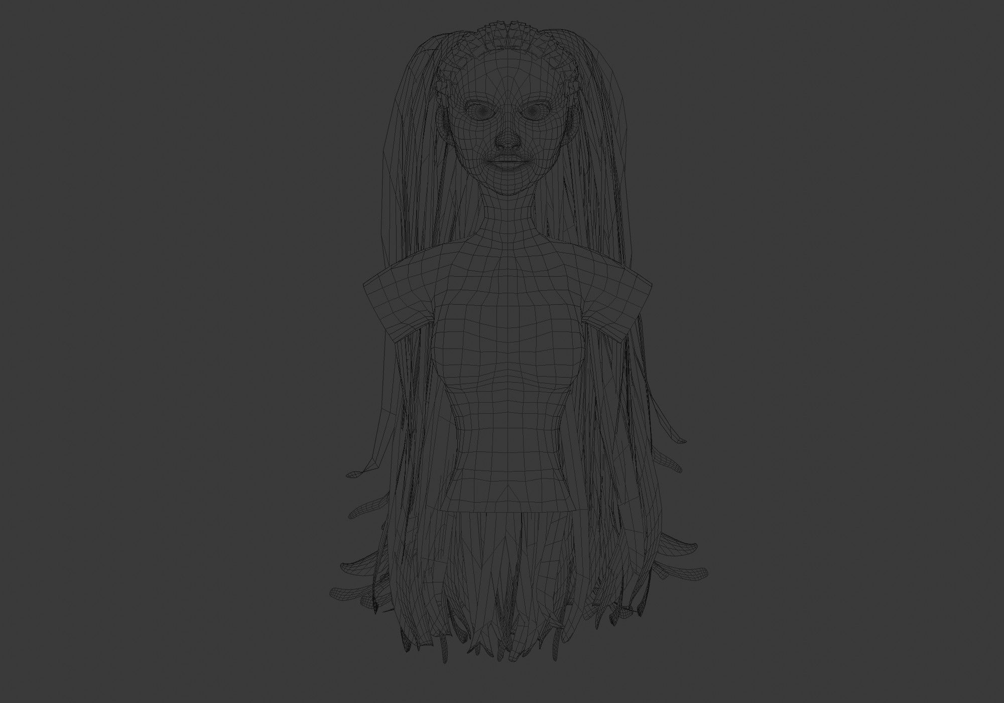 Long Female Hairstyle 3D model_5