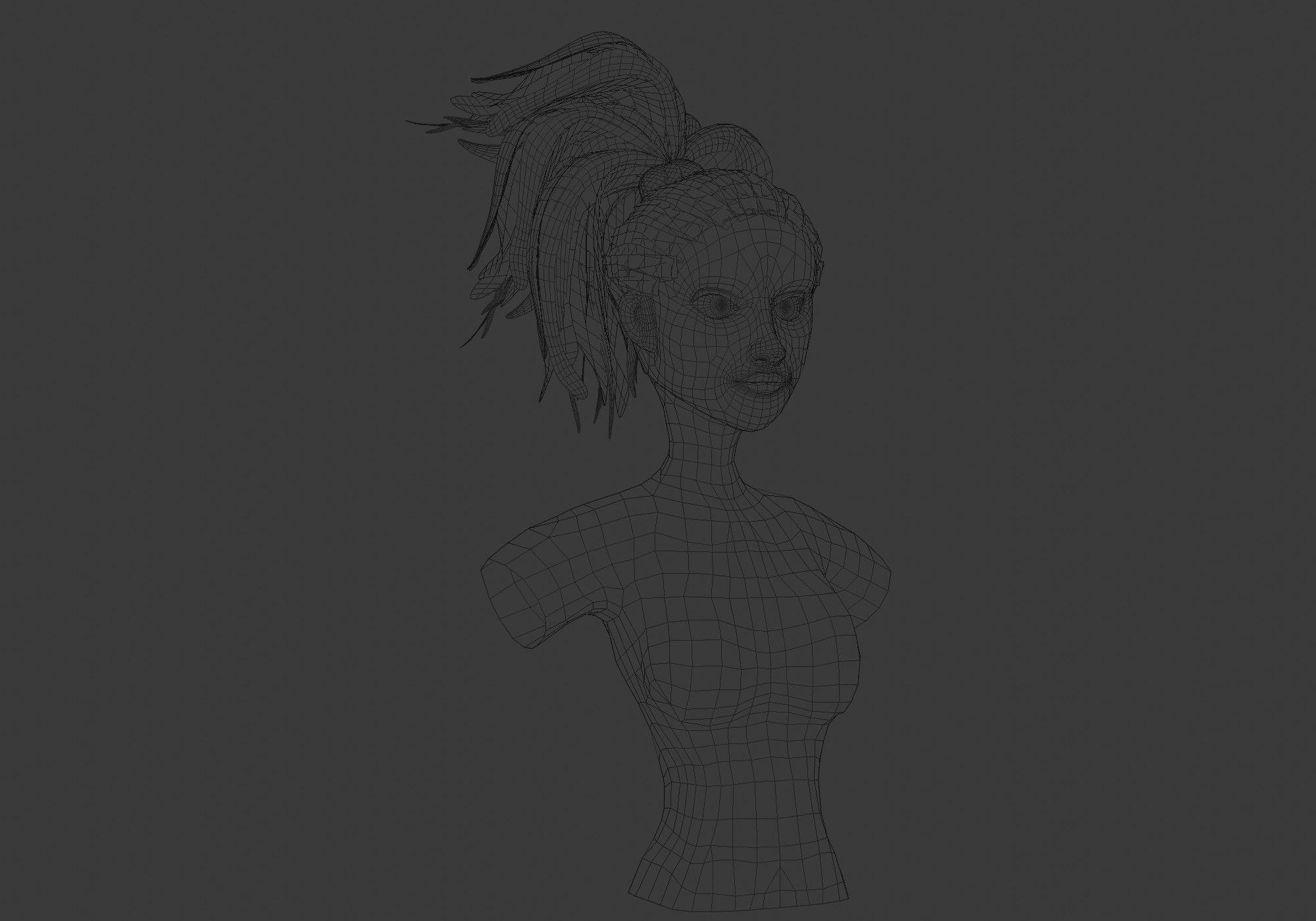 Female Tousled Hairstyle 3D model_6