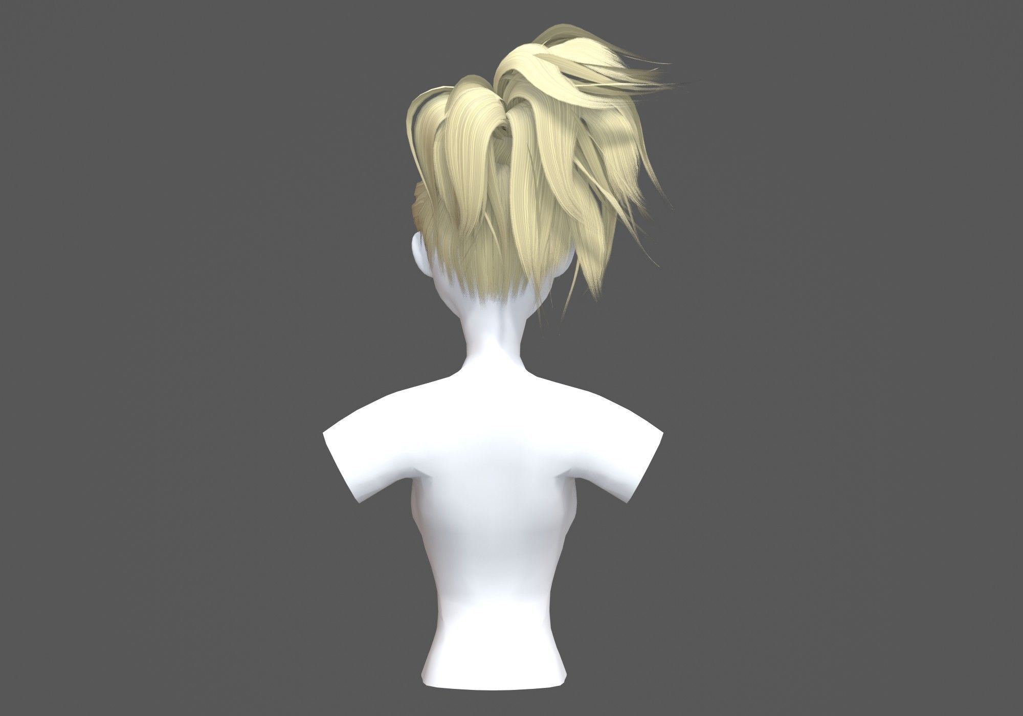 Female Tousled Hairstyle 3D model_4
