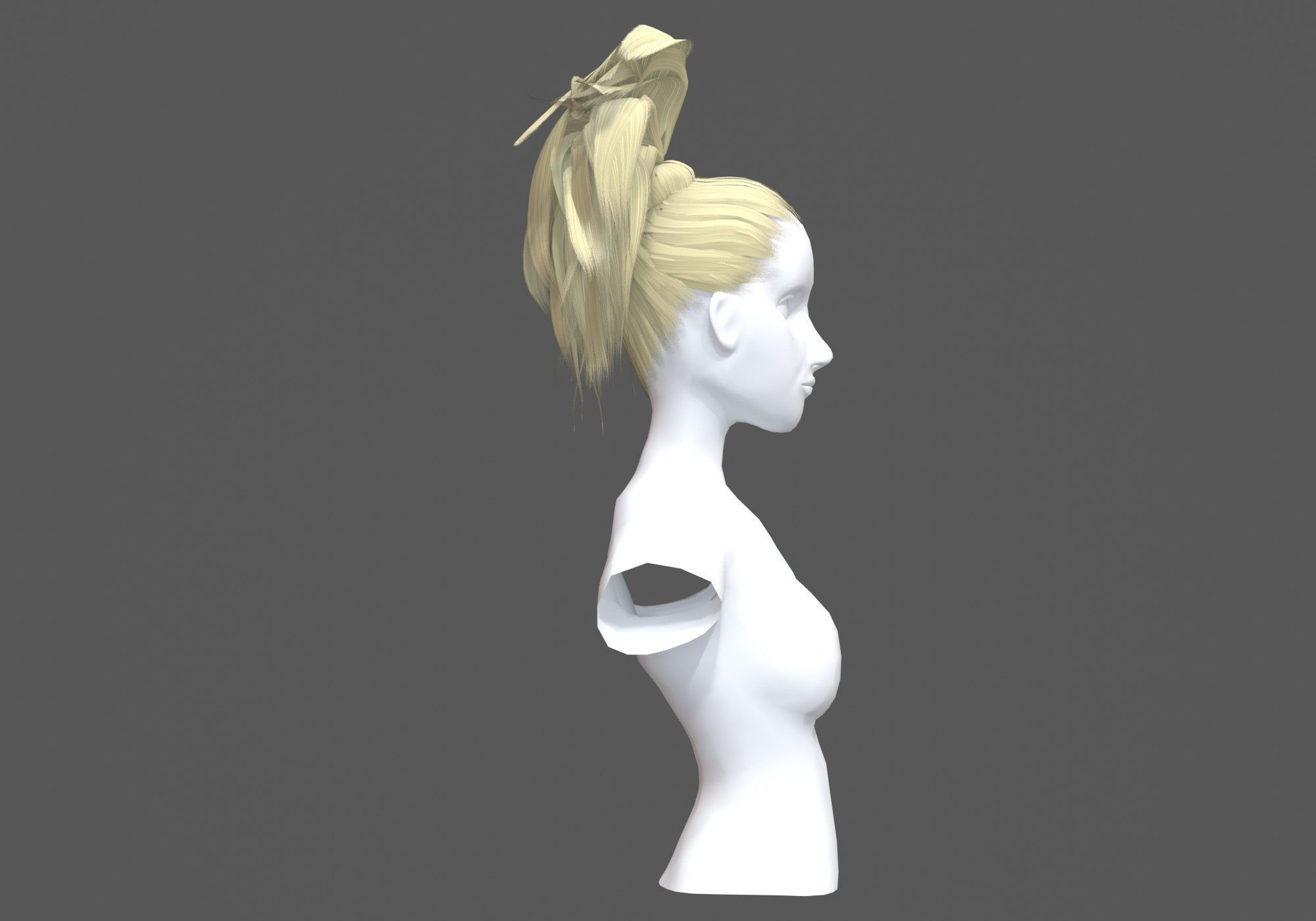Female Tousled Hairstyle 3D model_2