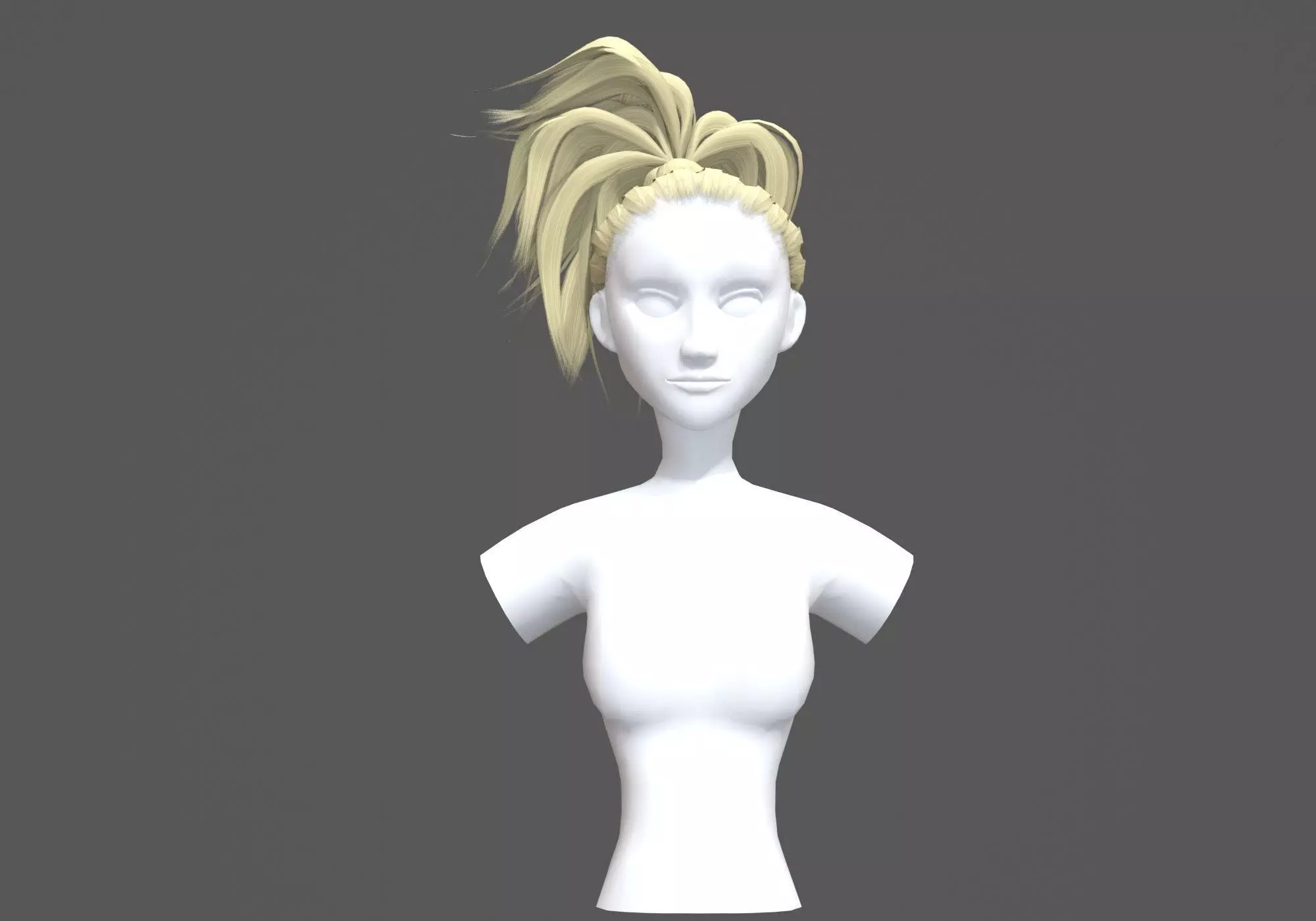 Female Tousled Hairstyle 3D model_0