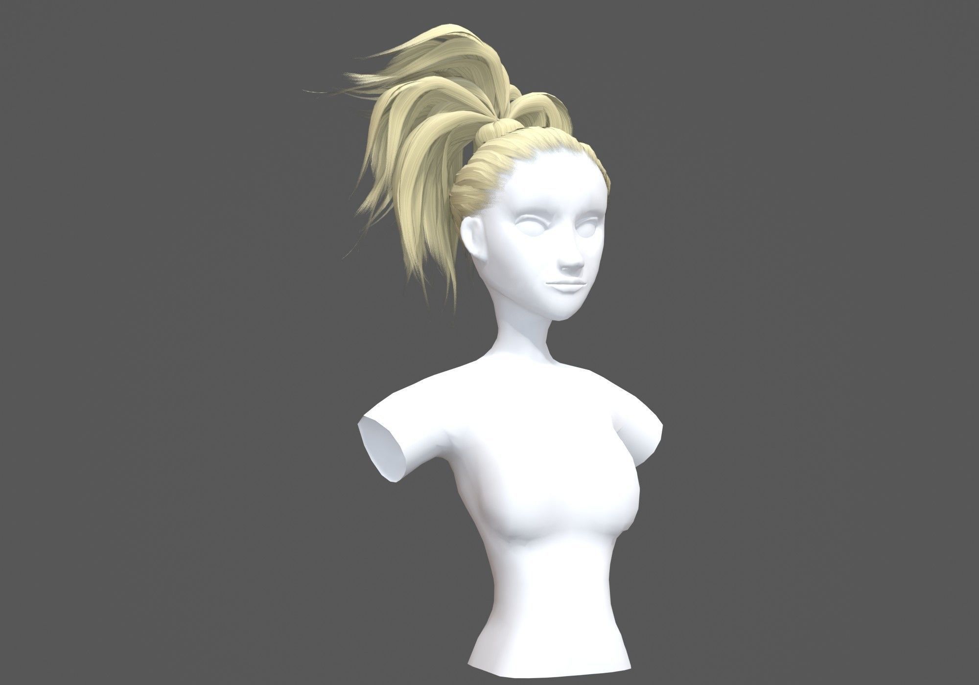 Female Tousled Hairstyle 3D model_1
