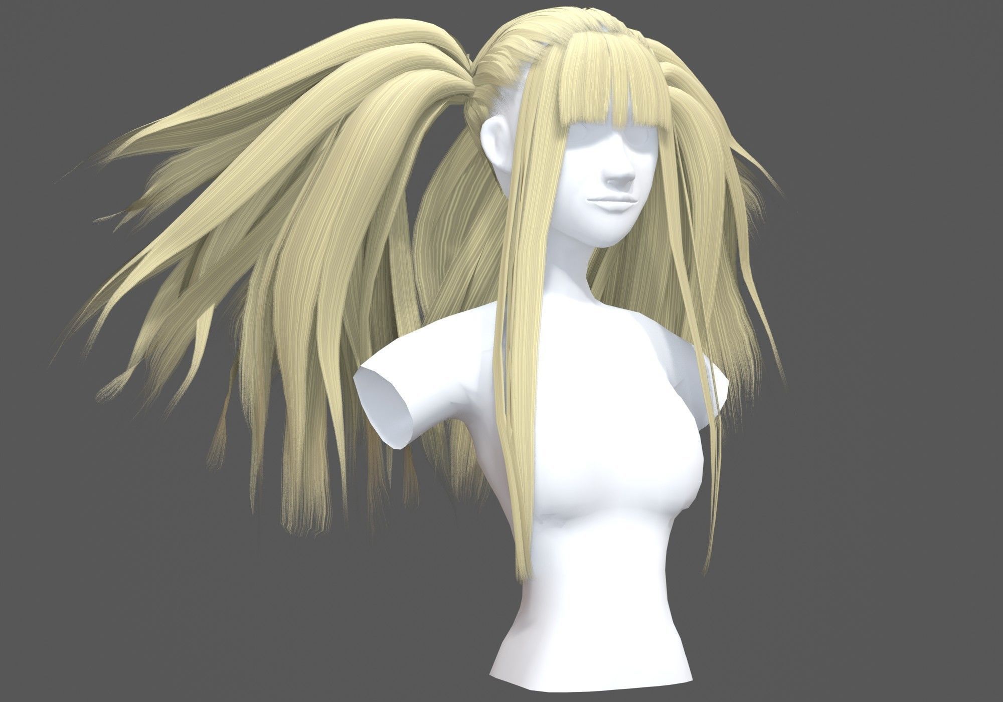 Female Stylized Hairstyle 3D model_1