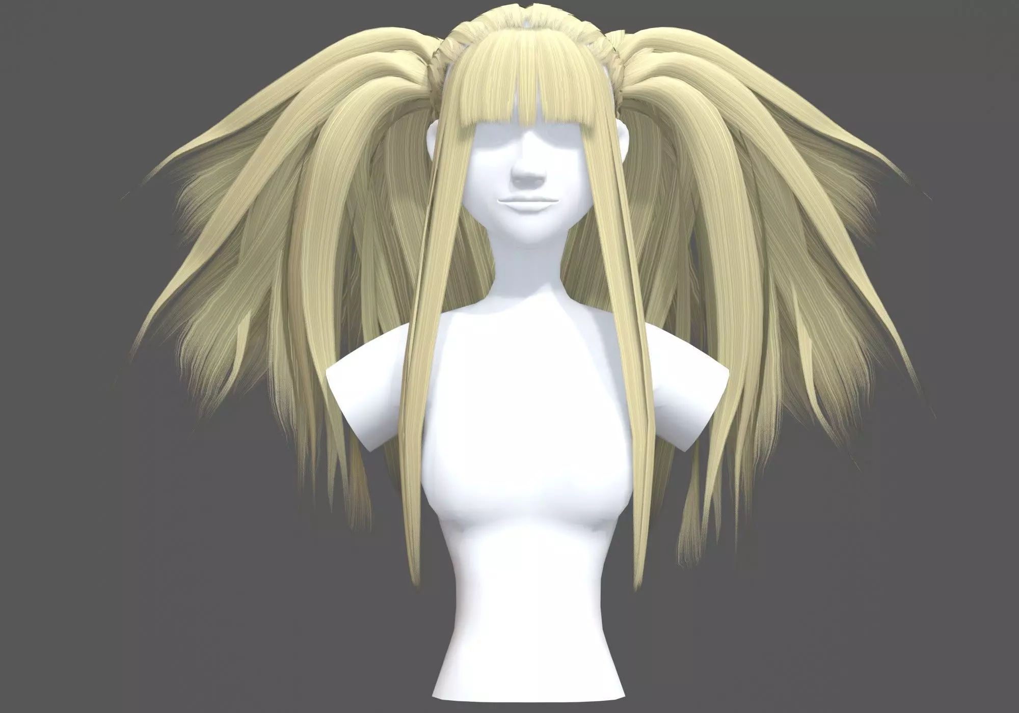 Female Stylized Hairstyle 3D model_0