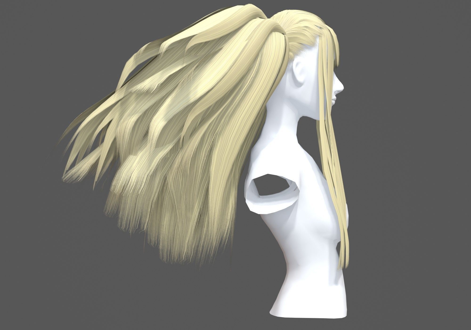 Female Stylized Hairstyle 3D model_2