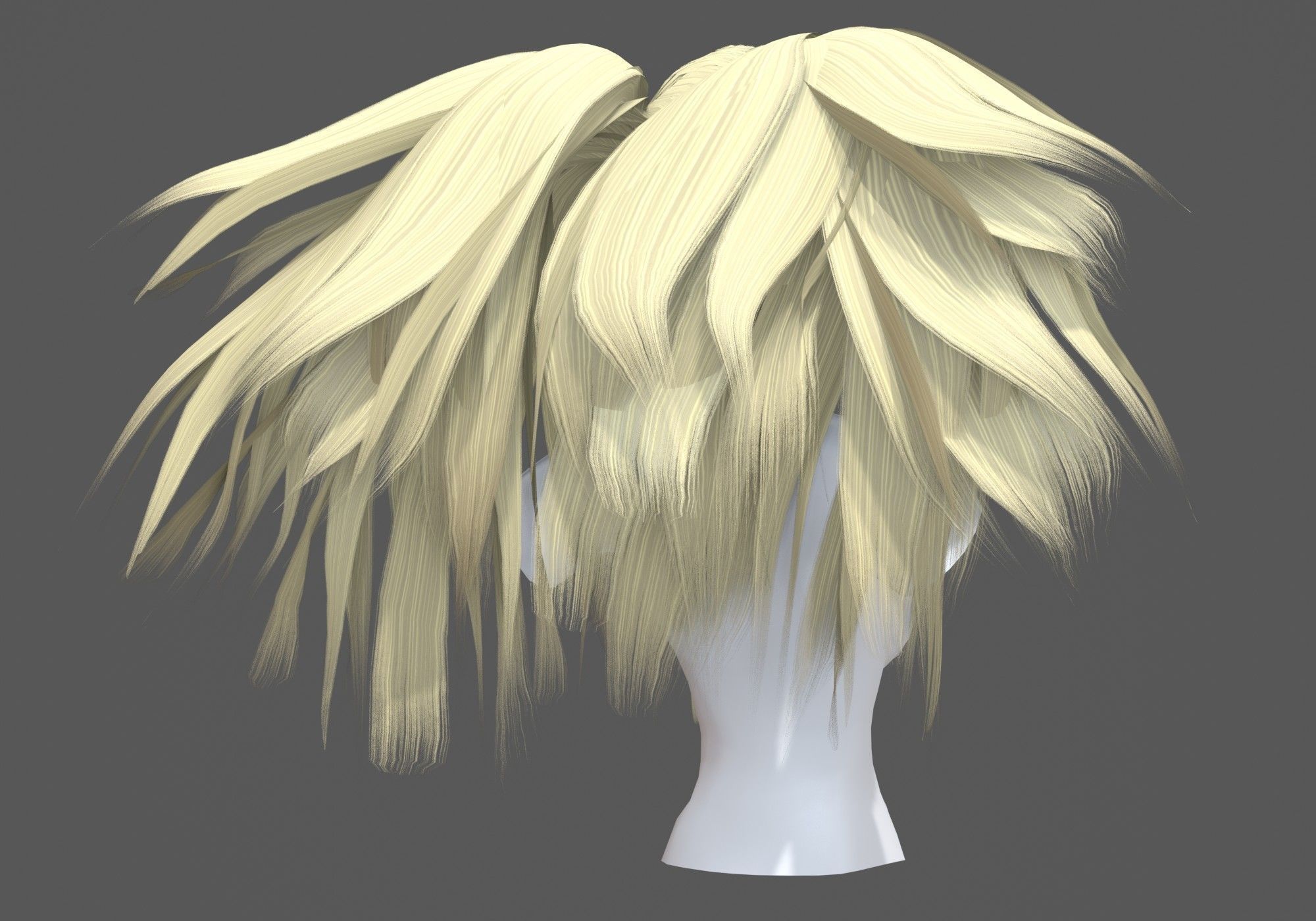 Female Stylized Hairstyle 3D model_3
