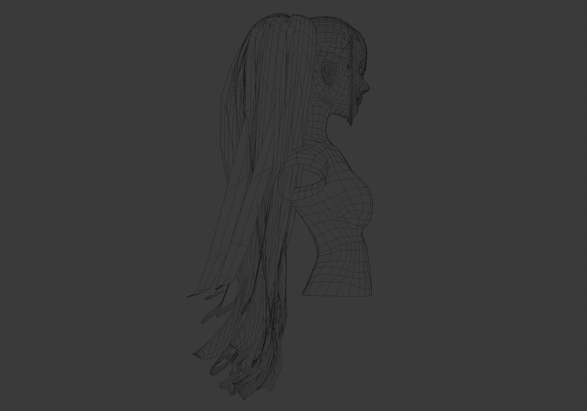 Female Long Hairstyle 3D model_7