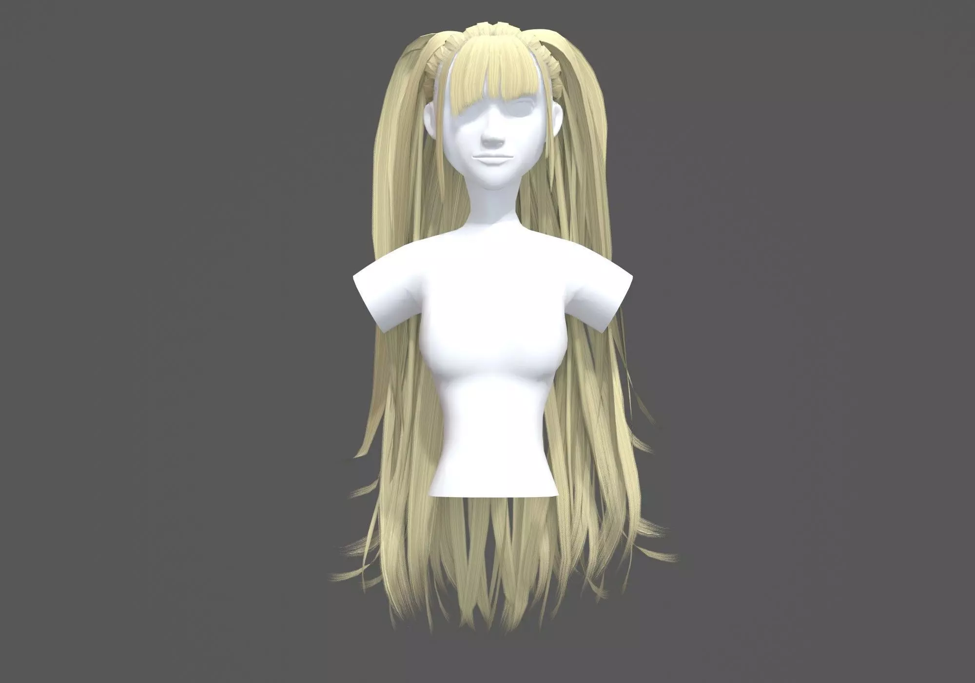 Female Long Hairstyle 3D model_0