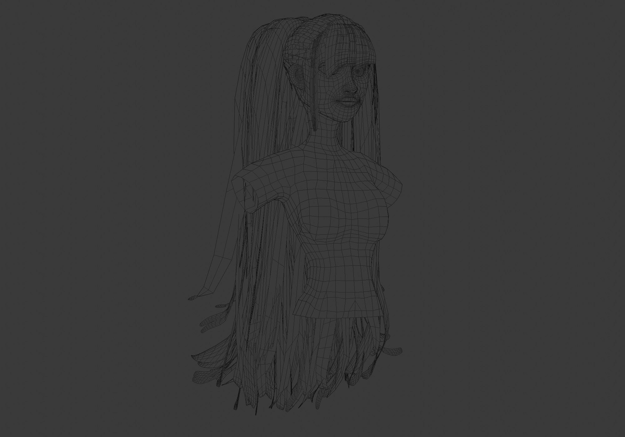 Female Long Hairstyle 3D model_6