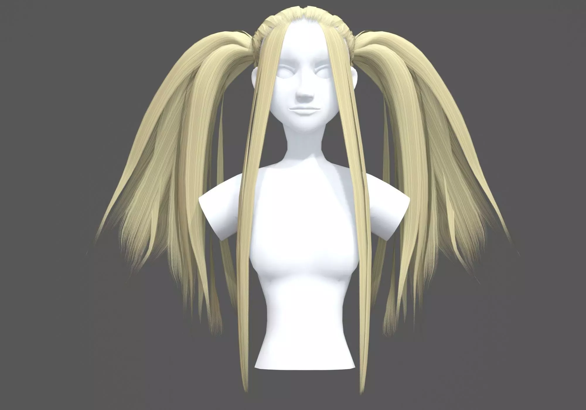 Female Anime Hairstyle 3D model_0