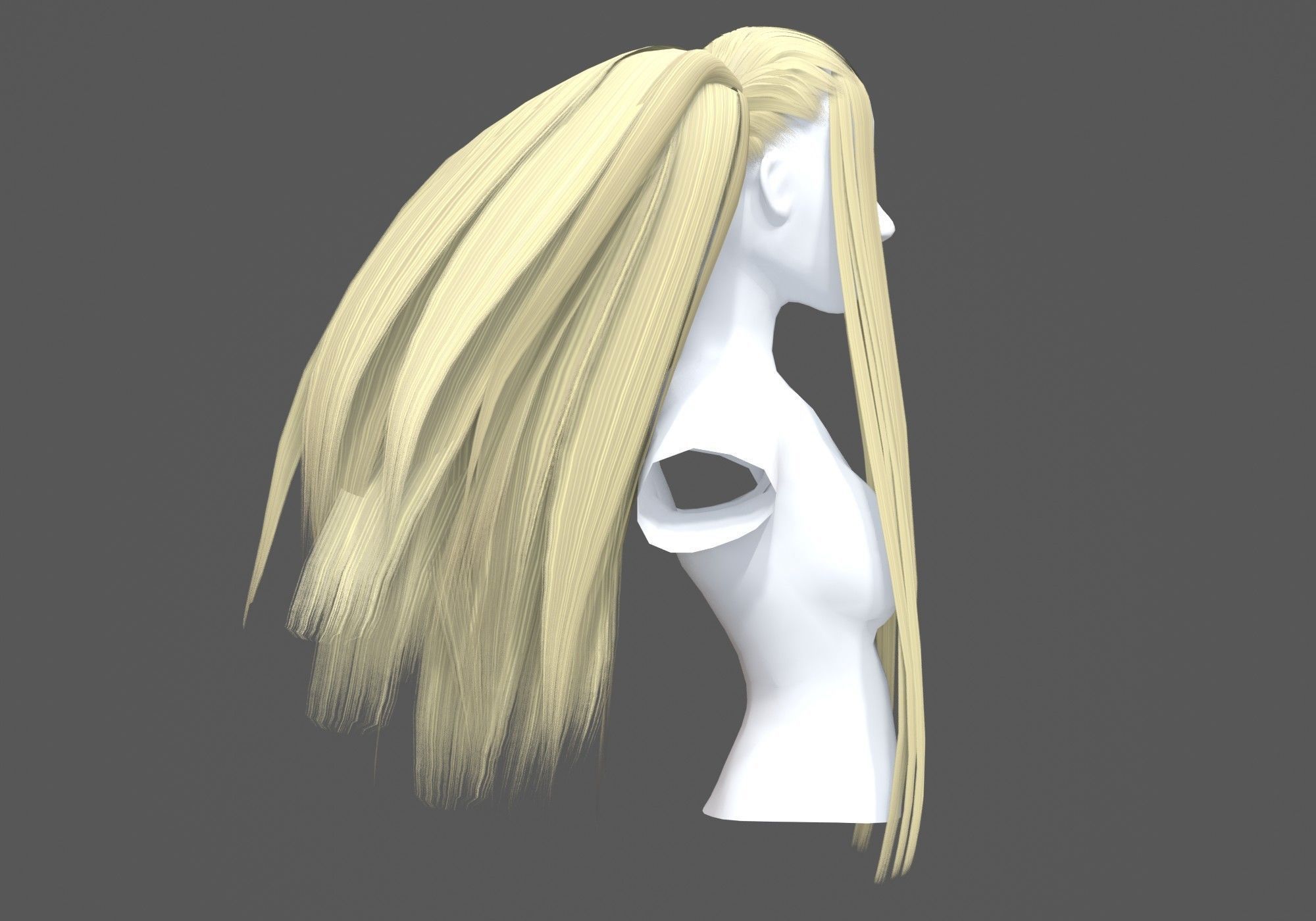 Female Anime Hairstyle 3D model_2
