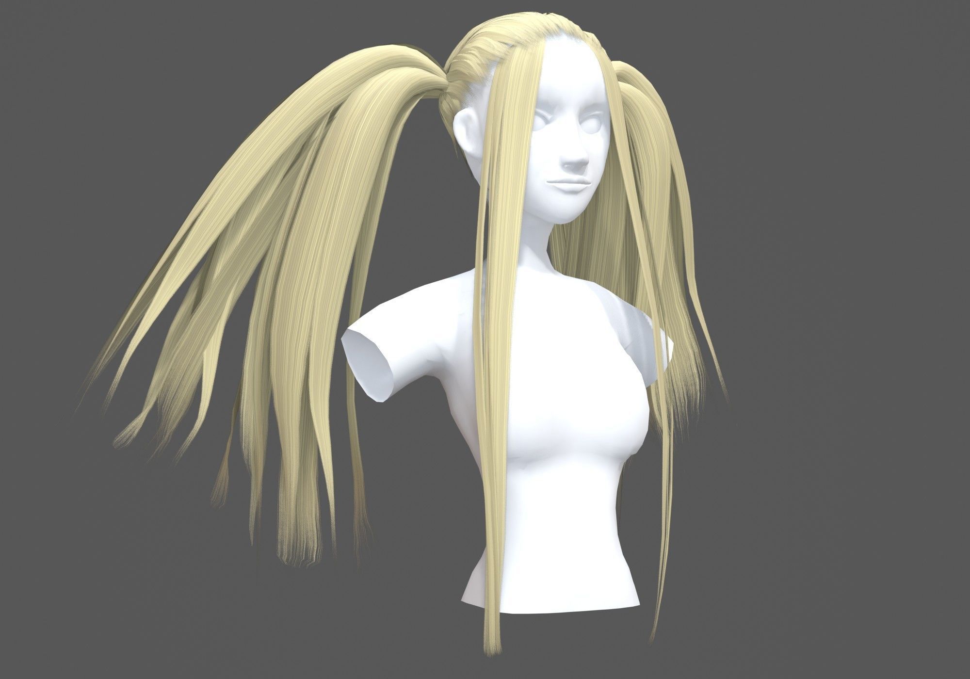 Female Anime Hairstyle 3D model_1