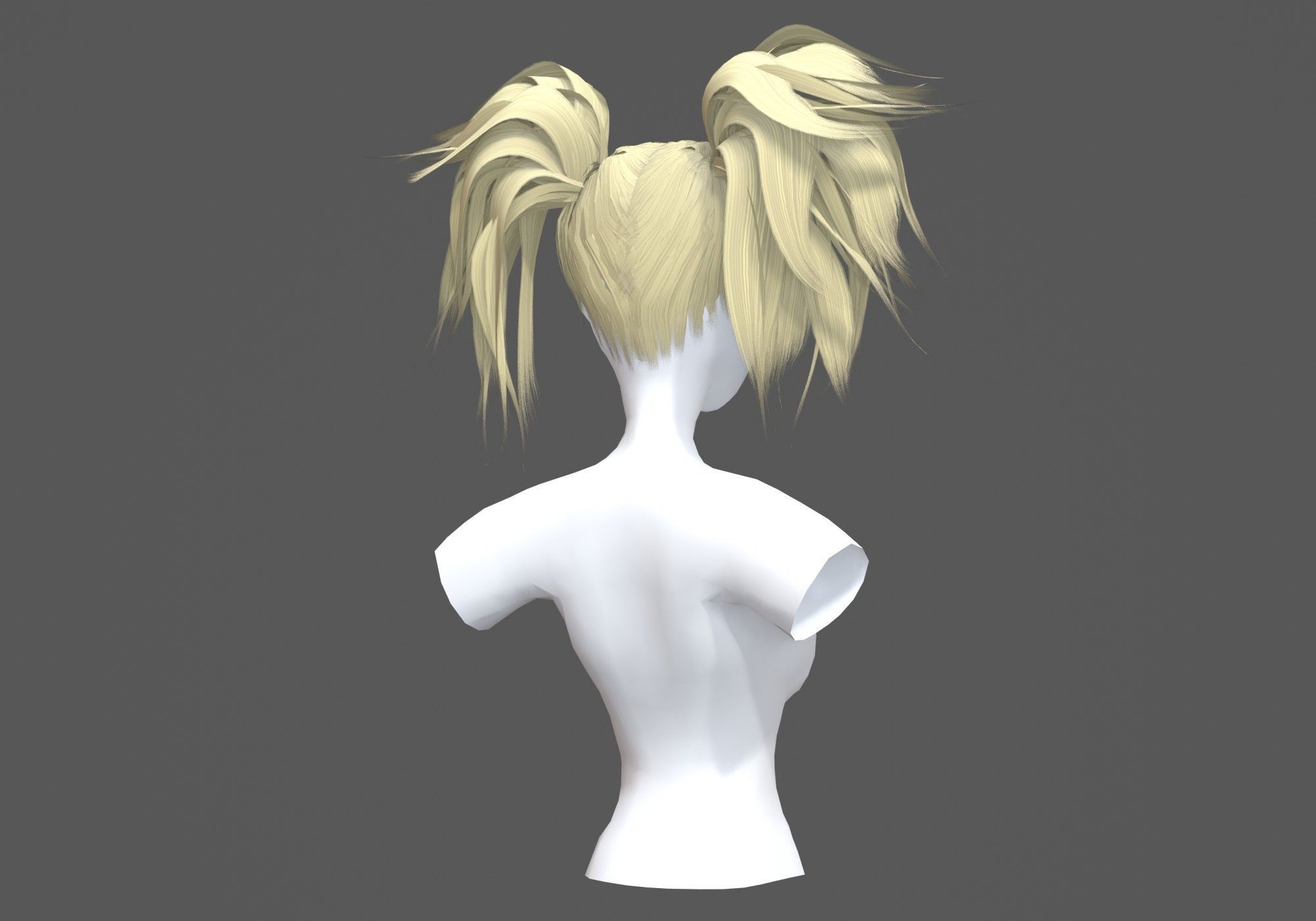 Cute Pigtails Hairstyle 3D model_3