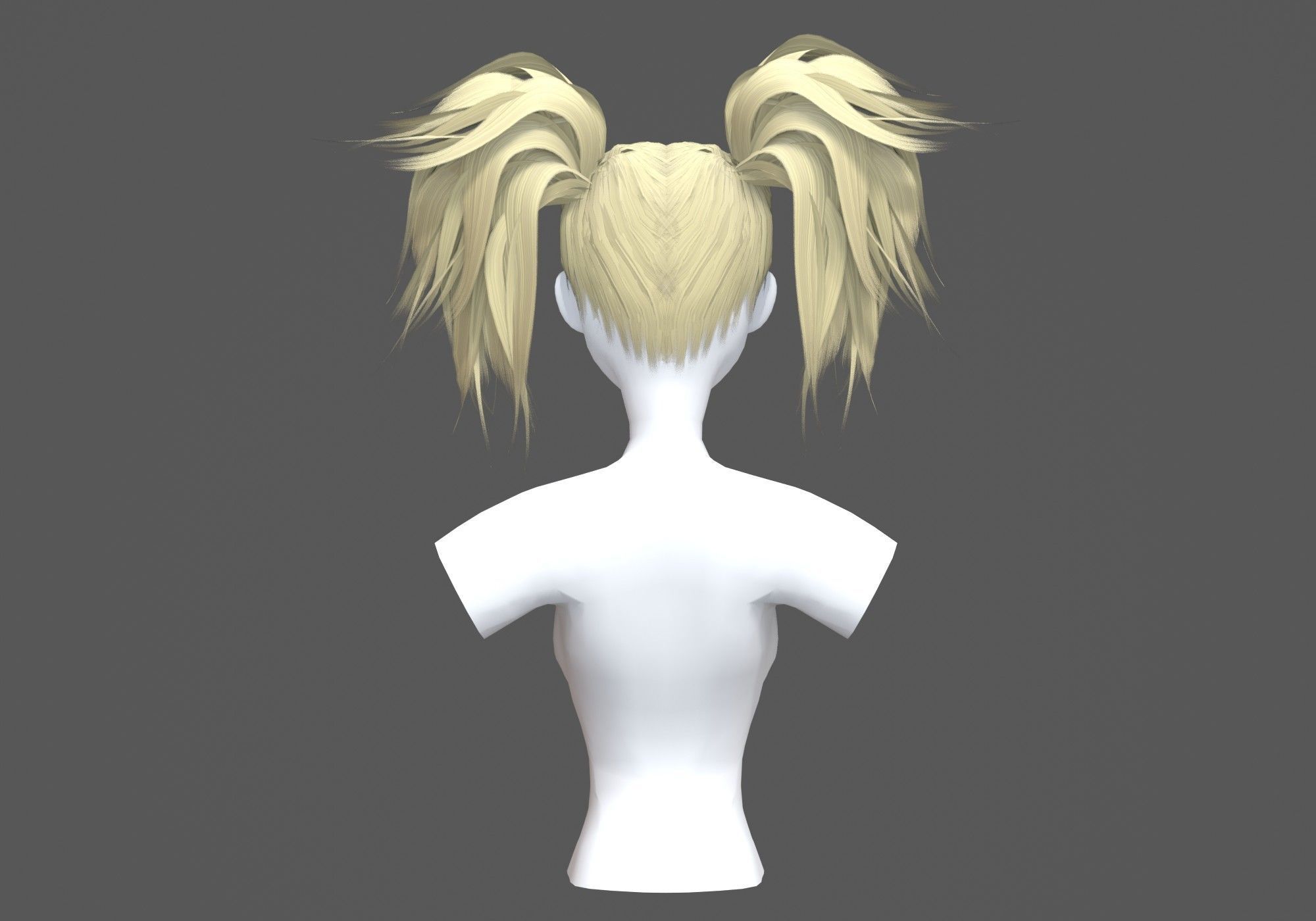 Cute Pigtails Hairstyle 3D model_4
