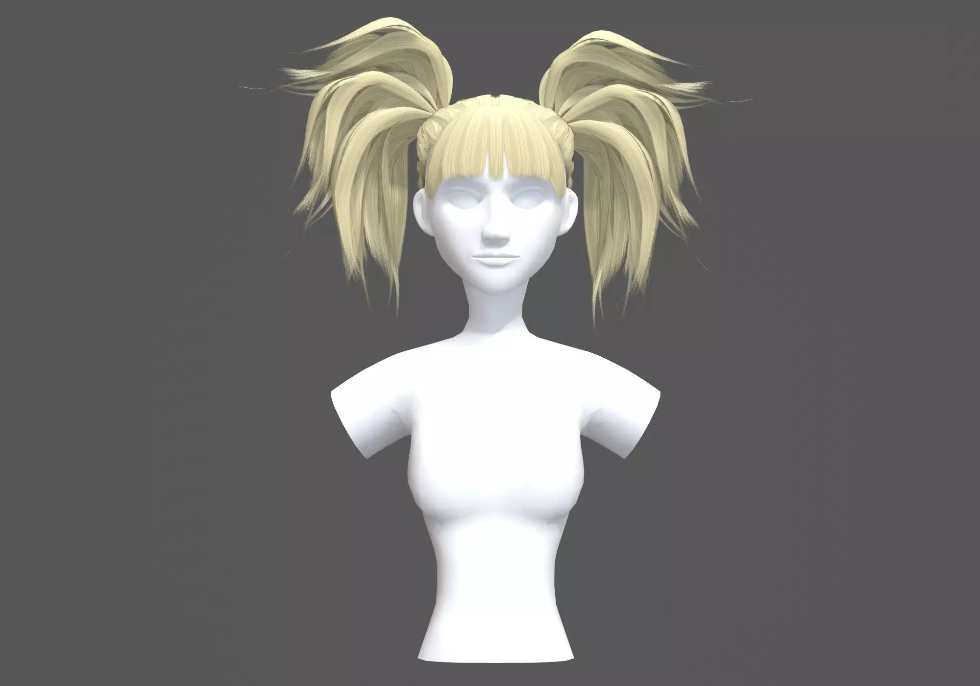 Cute Pigtails Hairstyle 3D model_0