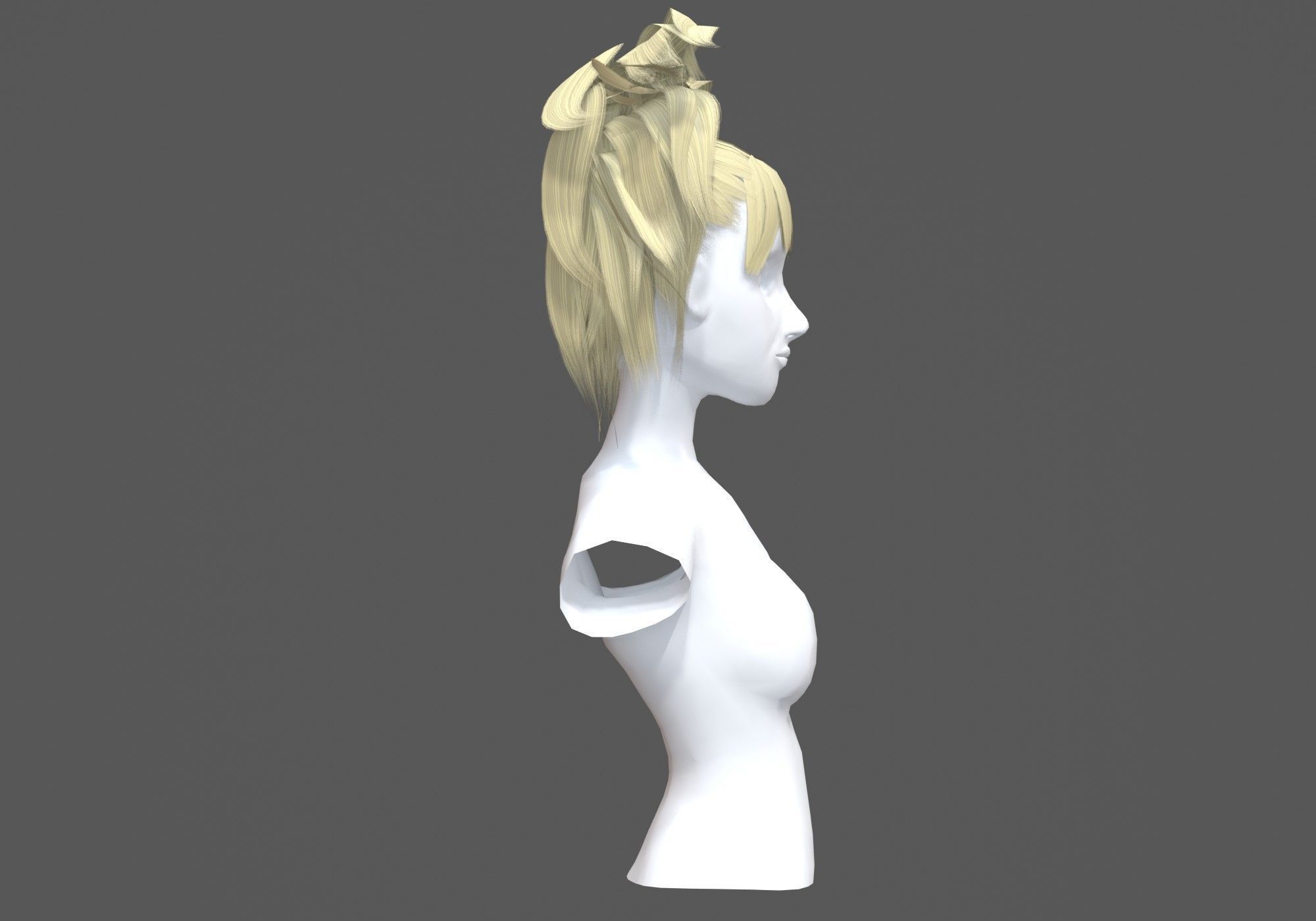 Cute Pigtails Hairstyle 3D model_2