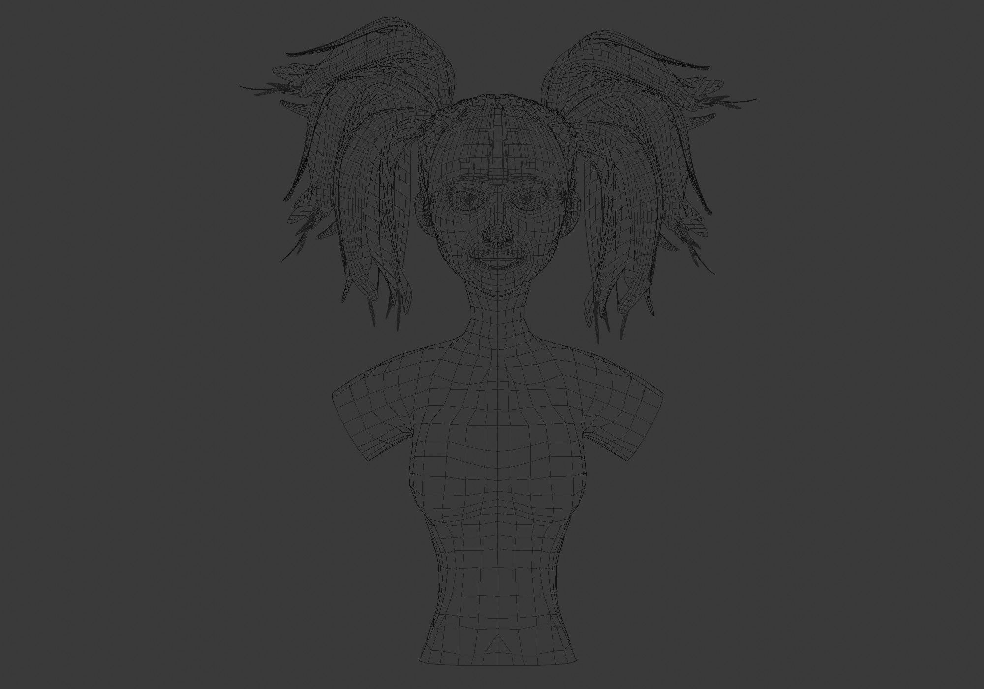 Cute Pigtails Hairstyle 3D model_5