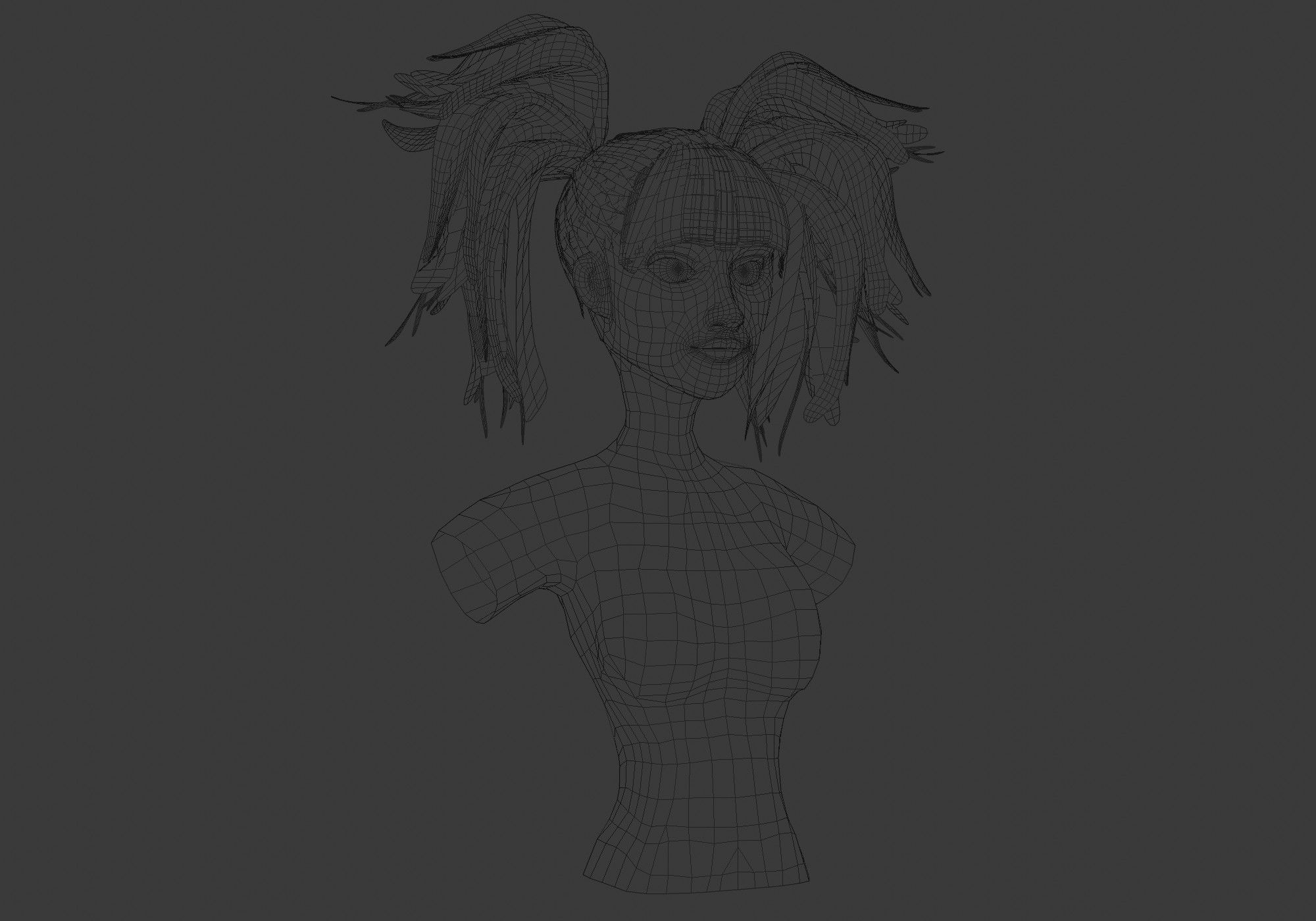 Cute Pigtails Hairstyle 3D model_6